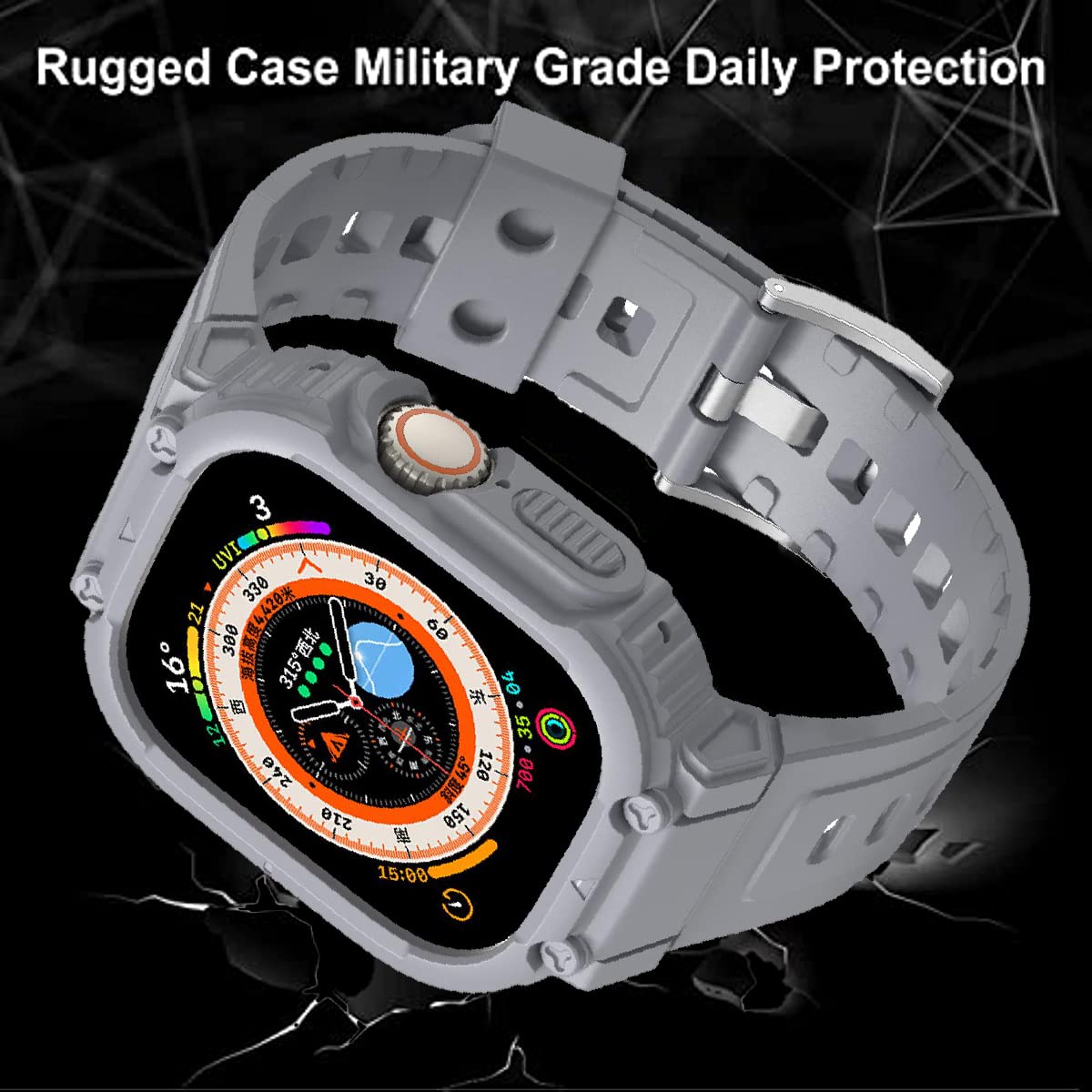 Rugged Protective Case with Band for Apple Watch Ultra 49mm - Compatible with iWatch Ultra 49mm, Durable Bumper Case for Men & Women - Perfect for Outdoor Sports, Workouts & Daily Use