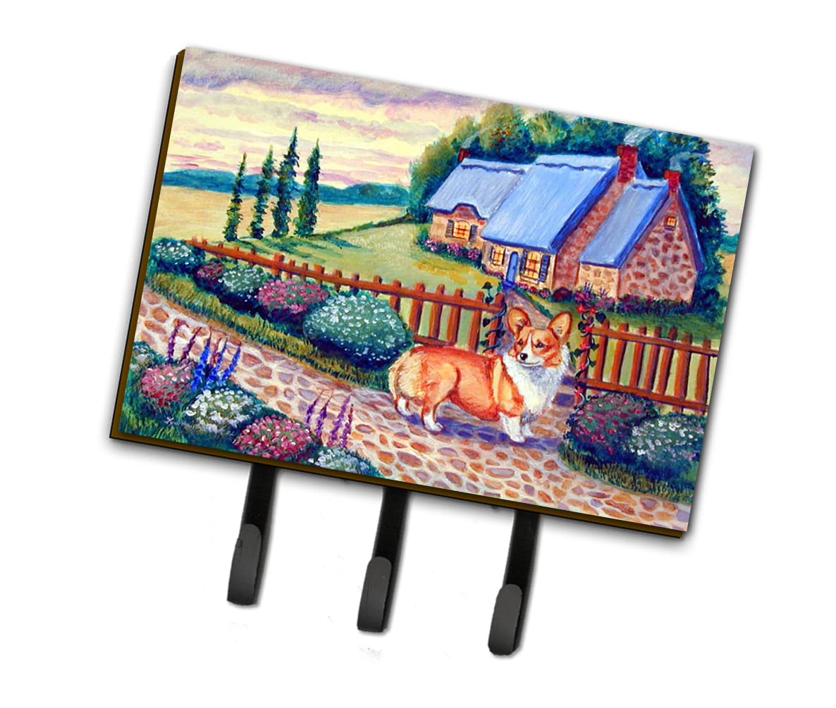 Pembroke Corgi at the Cottage Wall Hook Holder - Rustic Key Holder & Coat Rack for Keys, Leashes, Towels & Aprons - Perfect for Entryway, Kitchen & Pet Station Organization