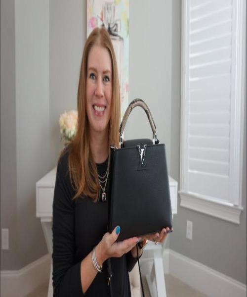 Authentic Louis Vuitton Capucines MM Handbag in Black Python Leather with Gold-Tone Hardware - Luxury Designer Tote for Women, Perfect for Work, Evening Events & Travel
