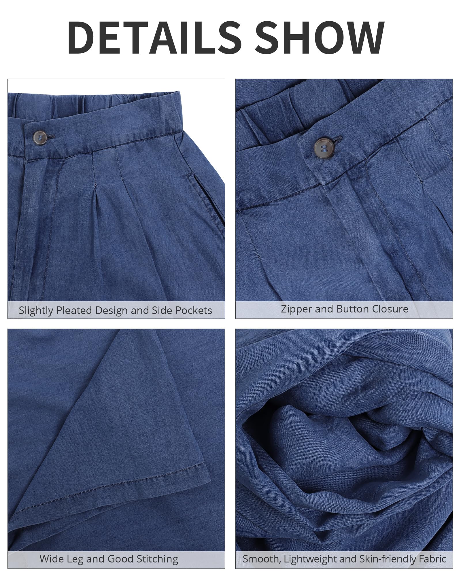 GRAPENT Women's High Waisted Wide Leg Palazzo Jeans - Lightweight Flowy Trousers for Summer & Beach | Y2K Fashion Trendy Casual Outfits for Streetwear, Vacation & Boho Style