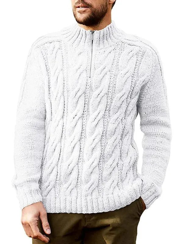 Men's Half Turtleneck Zipper Sweater - Stylish Winter Pullover for Casual Wear & Office Outfits
