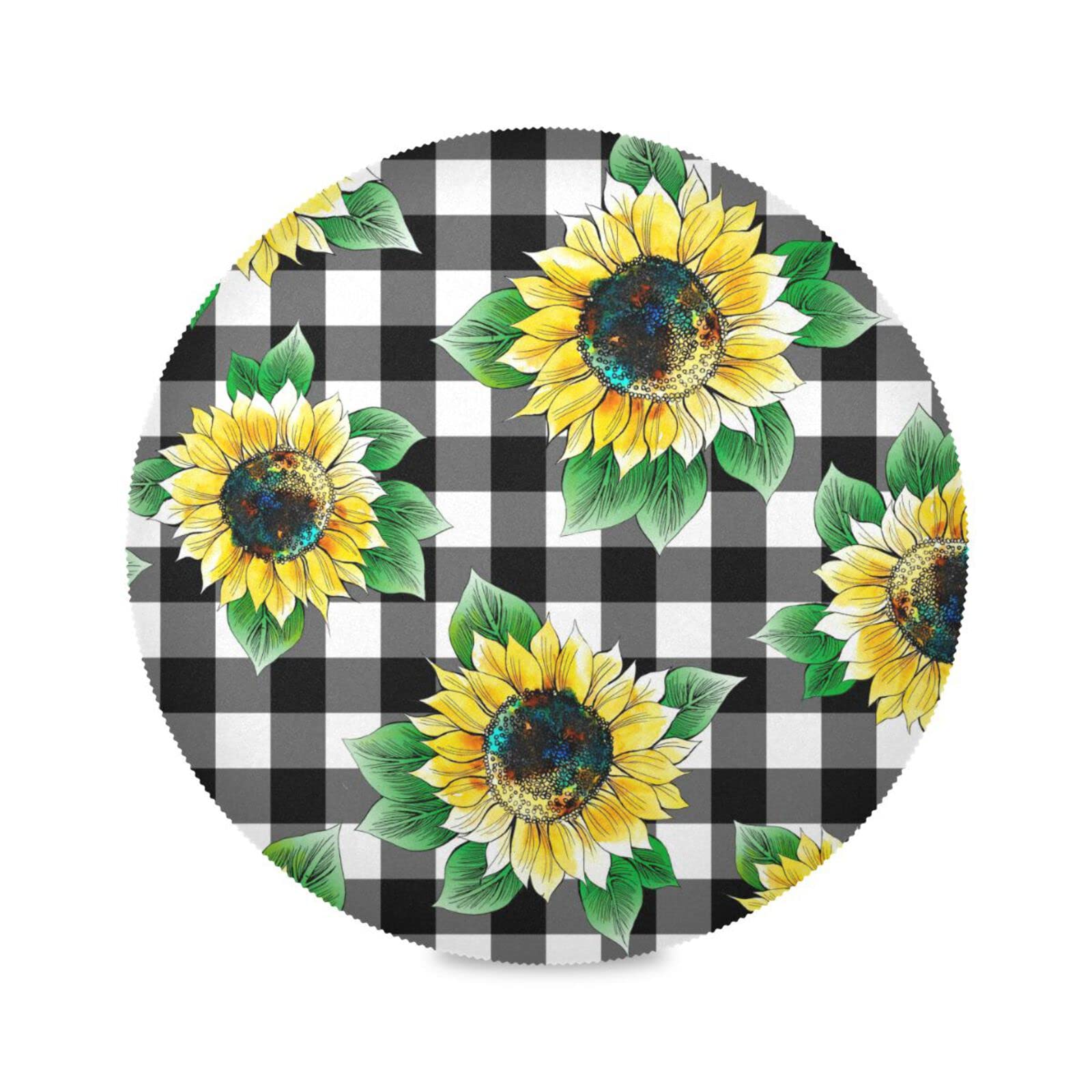 Stylish Sunflower Lattice Placemats Set of 4 - 15.4 Inch Heat-Resistant & Stain-Proof Table Mats for Dining, Kitchen Decor - Perfect for Holiday Gatherings, Family Meals & Everyday Use