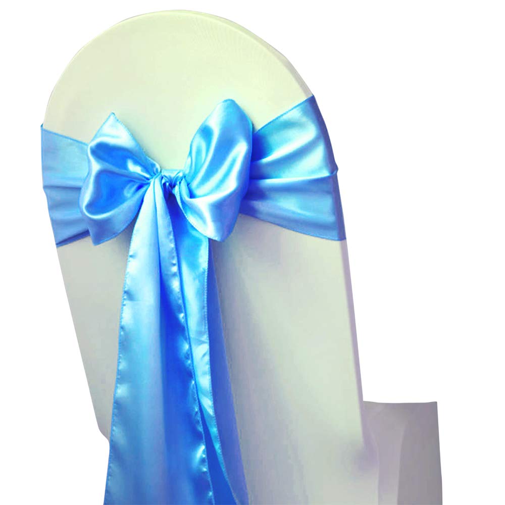 100-Pack MDS Satin Chair Sashes with Bow - Elegant Wedding, Party & Event Decorations - Royal Blue - Perfect for Banquets, Bridal Showers & Special Occasions