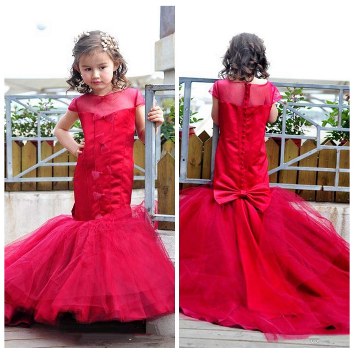 Adela Mermaid Flower Girl Dresses for Wedding - Tulle Toddler Pageant Gown First Communion Dress AR033 - Perfect for Weddings, Baptisms, Pageants & Special Occasions