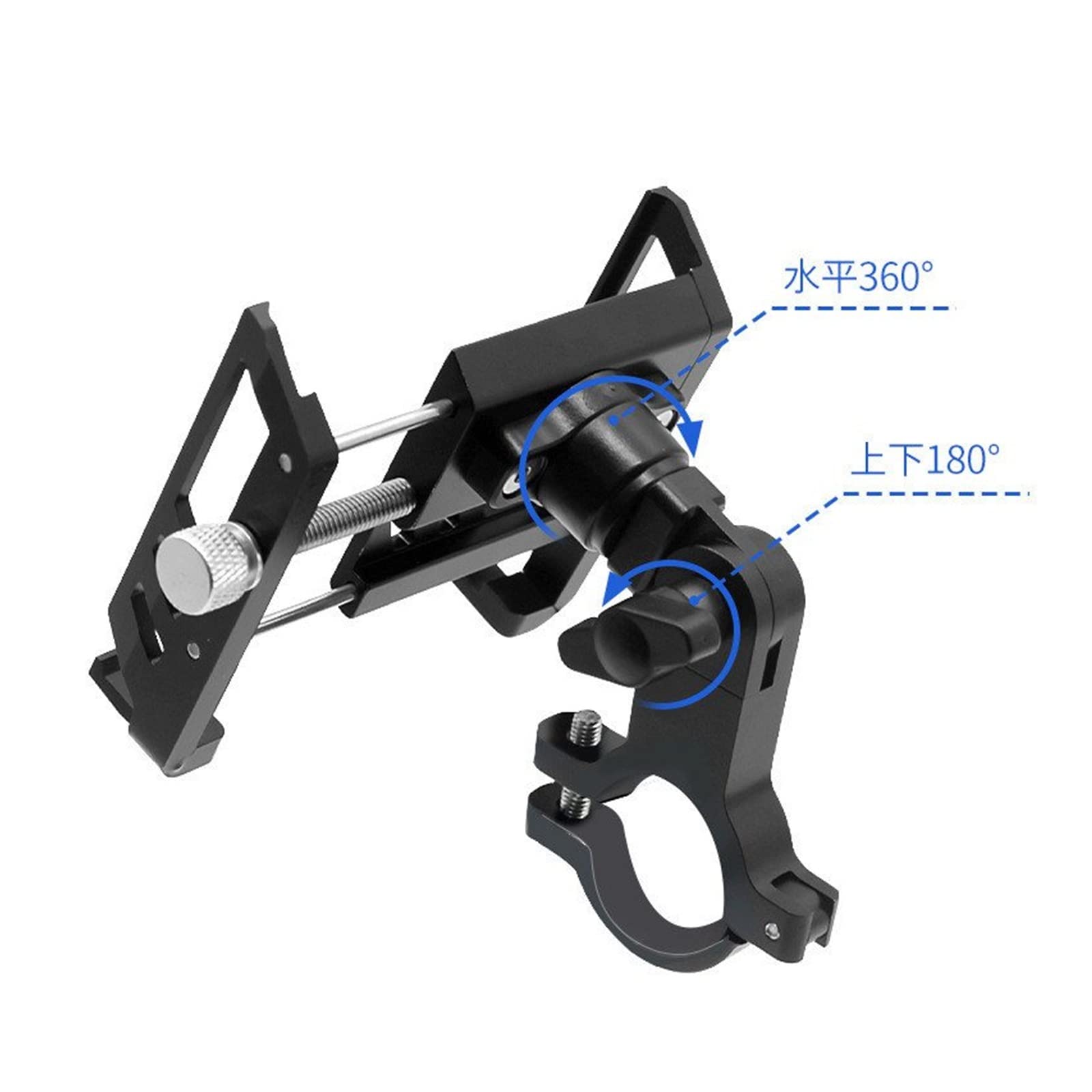 **Black Aluminum Alloy Bicycle & Motorcycle Phone Mount - 360° Rotatable Handlebar Phone Holder for Safe Riding | Perfect for Cycling, Commuting & Outdoor Adventures**