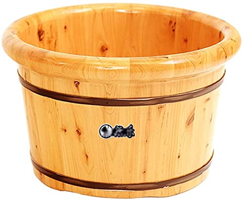 XXF-Shop Wooden Foot Soaking Tub - 26cm High Spa Massage Bath Basin with Rollers, Natural Wood Foot Bath Barrel for Relaxation & Pedicure - Perfect for Home Spa, Aromatherapy & Foot Care (Color: 2)