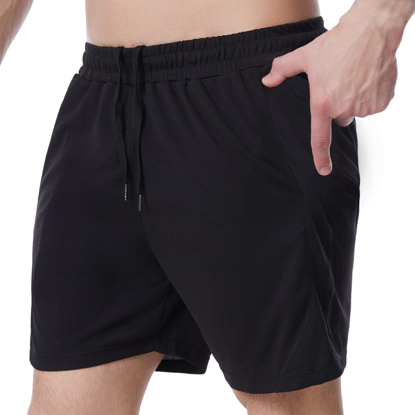 **LindoMaker Men's 7-Inch Inseam Cotton Shorts - Relaxed Fit, Comfortable & Breathable for Travel, Running, Gym & Casual Wear**