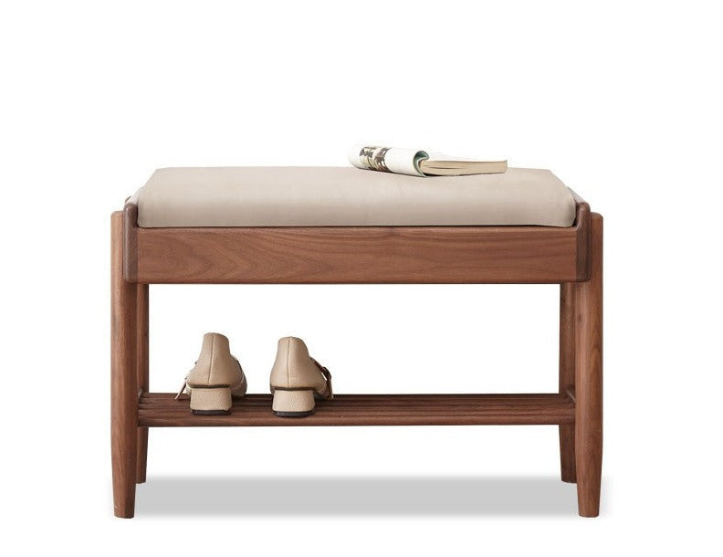 Solid Black Walnut Shoe Storage Bench with Flip Top - Multi-Functional Entryway Organizer for Shoes, Hats & Bags - Perfect for Hallway, Bedroom or Closet Organization