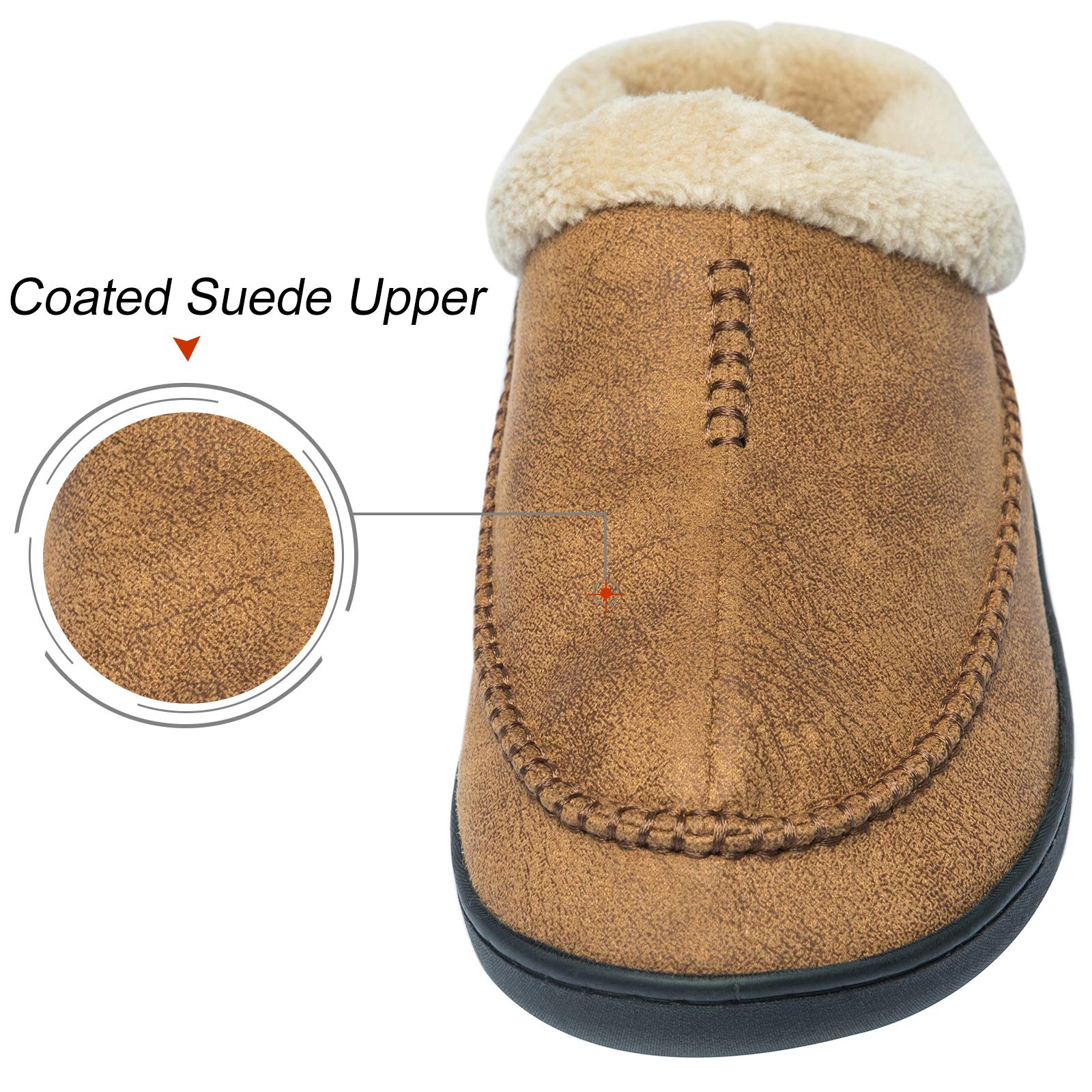 WOTTE Men's Moccasin Slippers - Soft Microsuede with Fleece Lining & Memory Foam - Indoor/Outdoor House Shoes for Comfort & Warmth - Perfect for Lounging at Home, Running Errands, or Backyard Relaxation