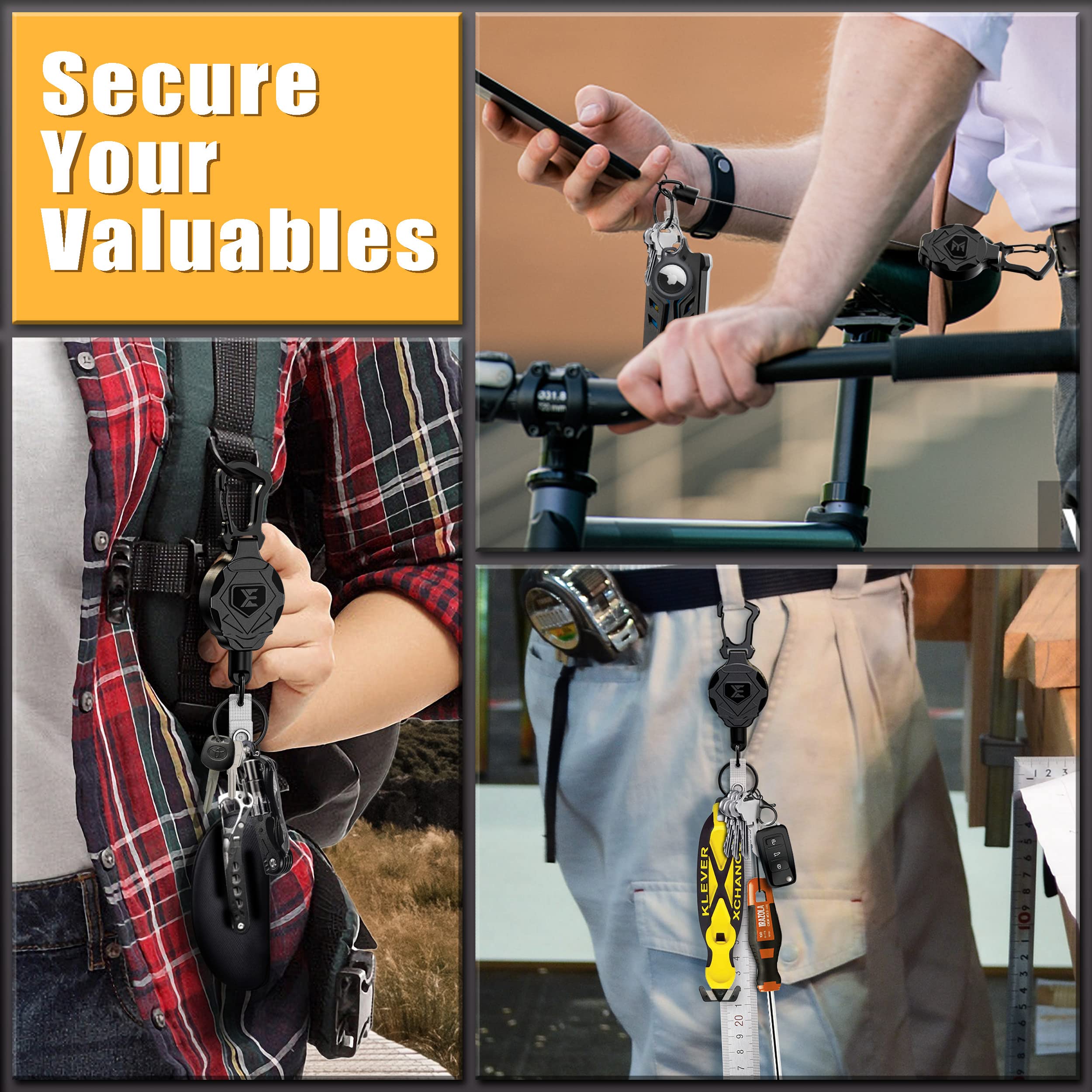 Heavy Duty Retractable Keychain with Magnetic Closure & Carabiner - 31