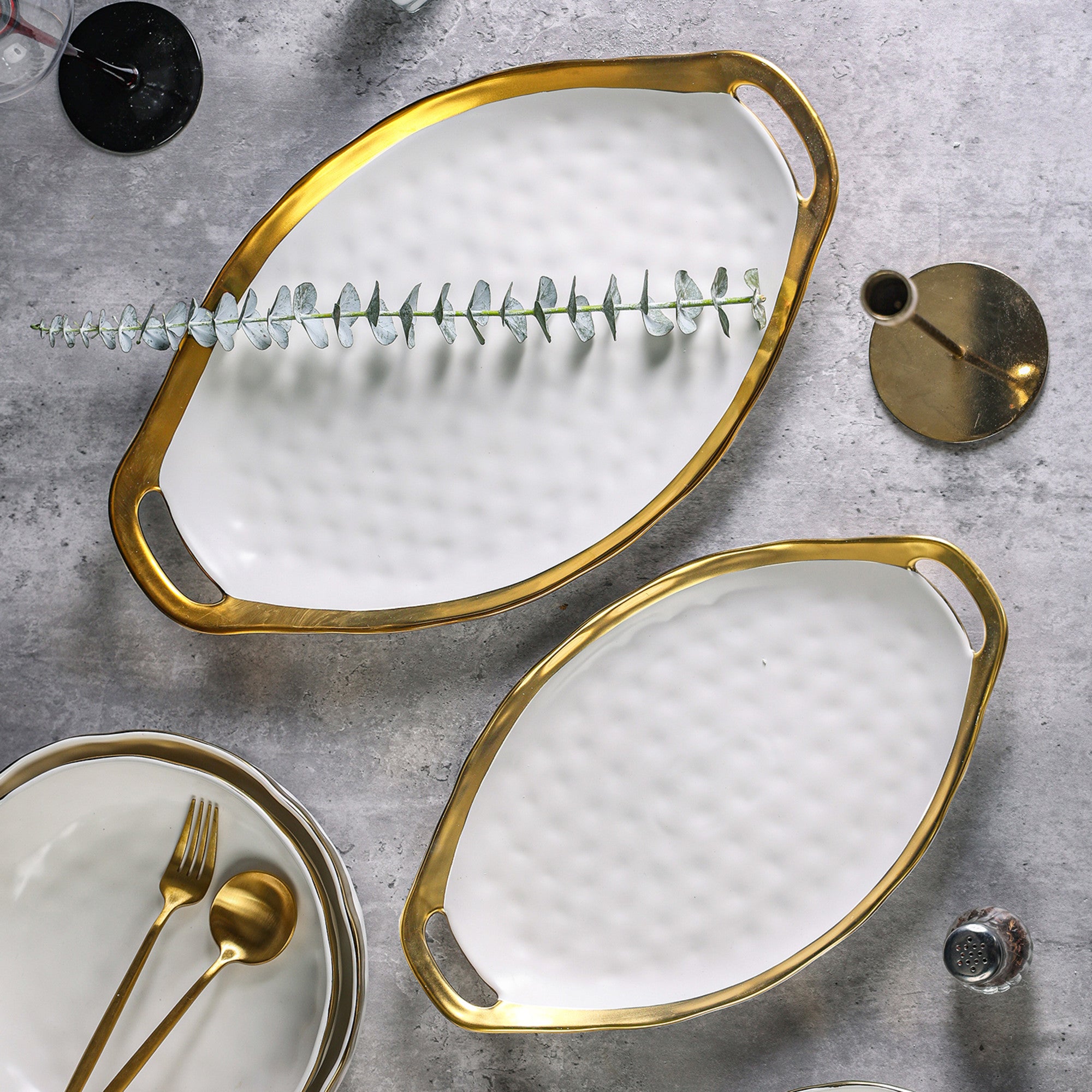 Florian Porcelain Dinner Plate Set - Elegant White Ceramic Plates for Fine Dining, Wedding & Formal Events