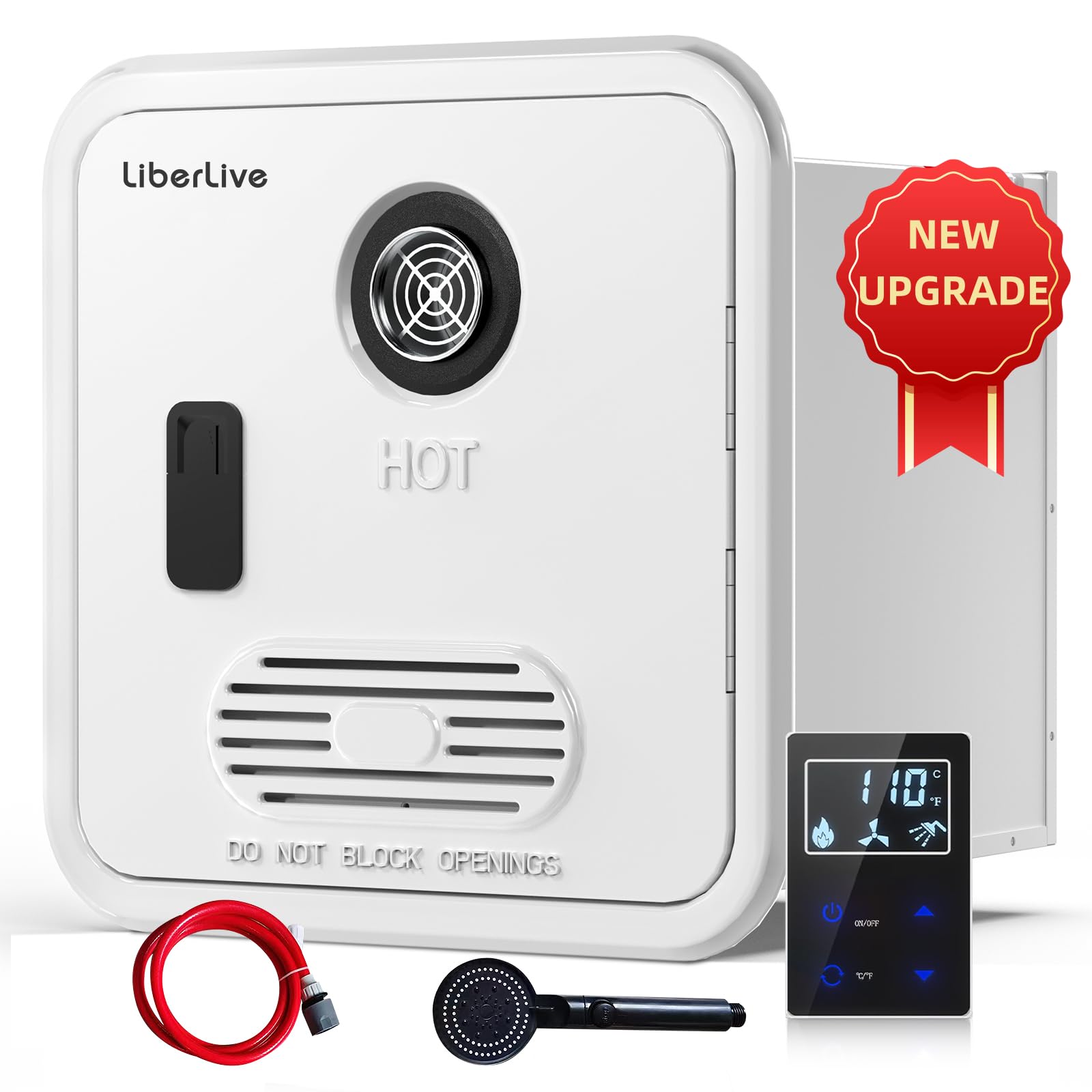 RV Tankless Water Heater - 55,000 BTU 3.9 GPM Propane Instant Hot Water System with 16x16