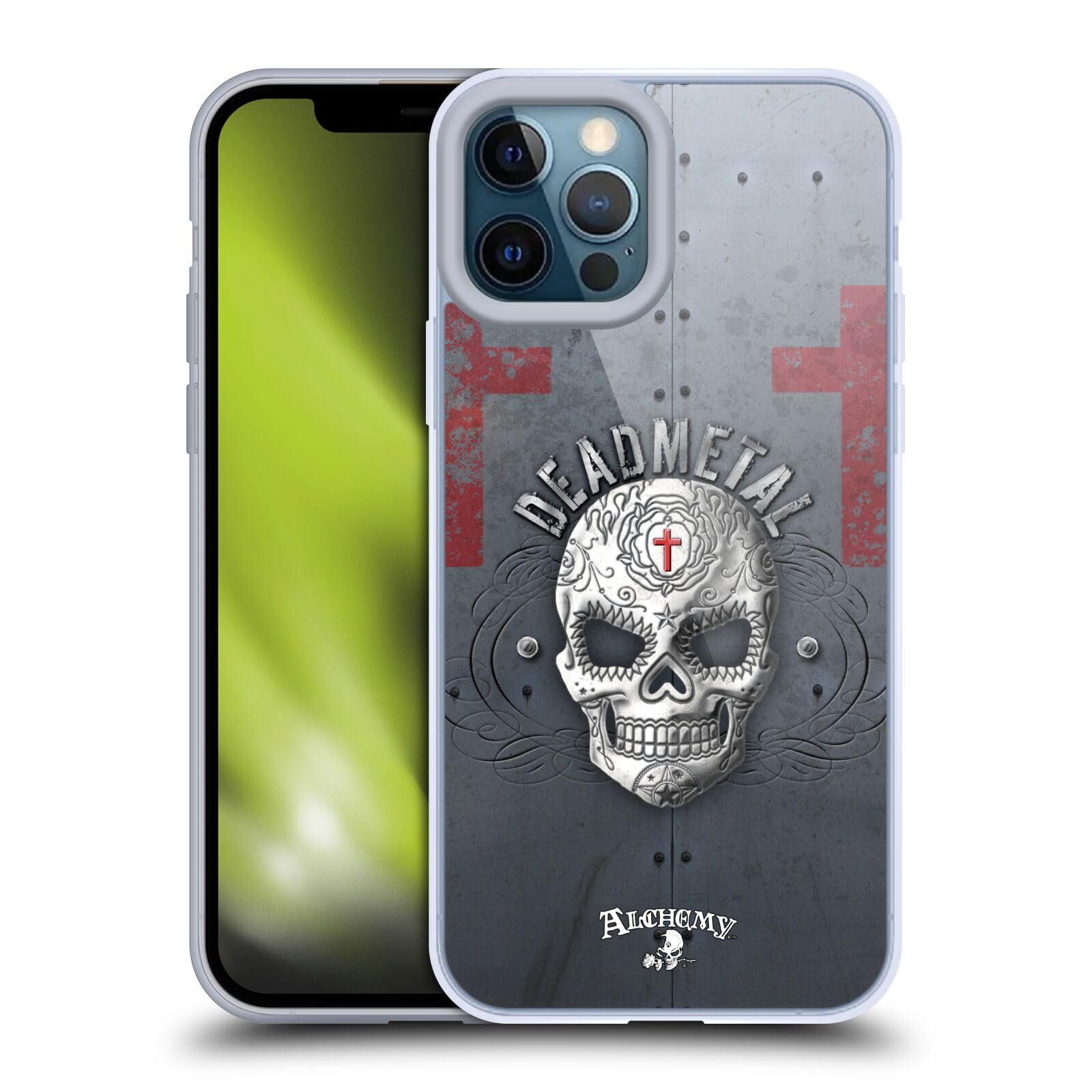Officially Licensed Alchemy Gothic Dead Metal Skull Soft Gel Case for Apple iPhone 12 Pro Max - Gothic Style Protective Phone Cover for Halloween, Concerts & Alternative Fashion Lovers