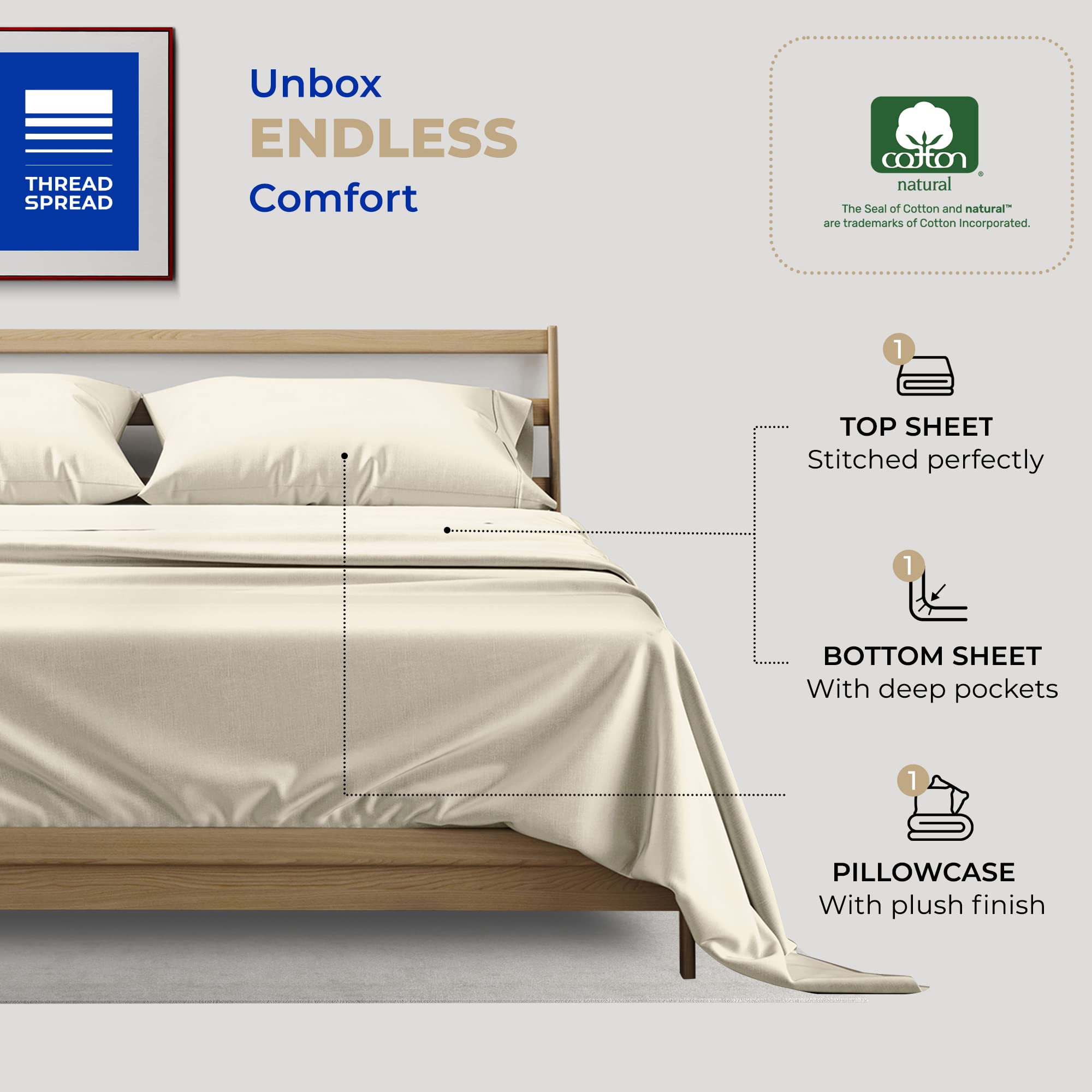Premium 400 Thread Count 100% Cotton Twin Sheet Set - 3-Piece Cooling Luxury Sateen Bed Sheets with 16