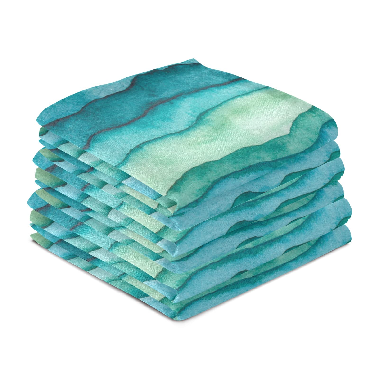 Bright Blue and Green Striped Waffle Weave Dish Towel Set - 1 Polyester Kitchen Towel with Hanging Loop, Absorbent Dish Cloth & Tea Towel for Cooking, Cleaning, and Decor