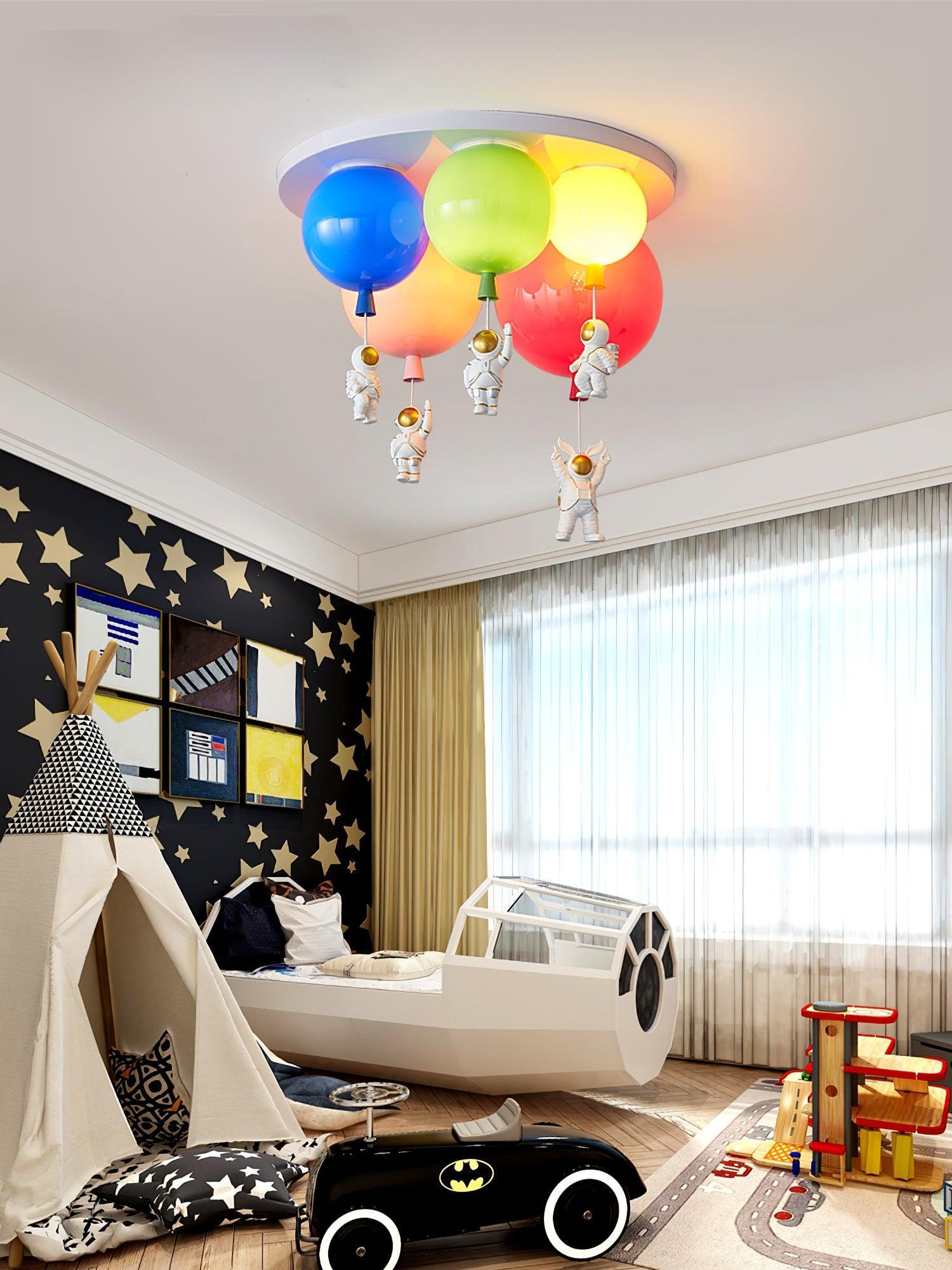 Astronaut Glossy Balloon Ceiling Lamp - Space Themed LED Night Light for Kids Room & Nursery Decor - Perfect for Bedroom, Playroom, and Birthday Party Decorations