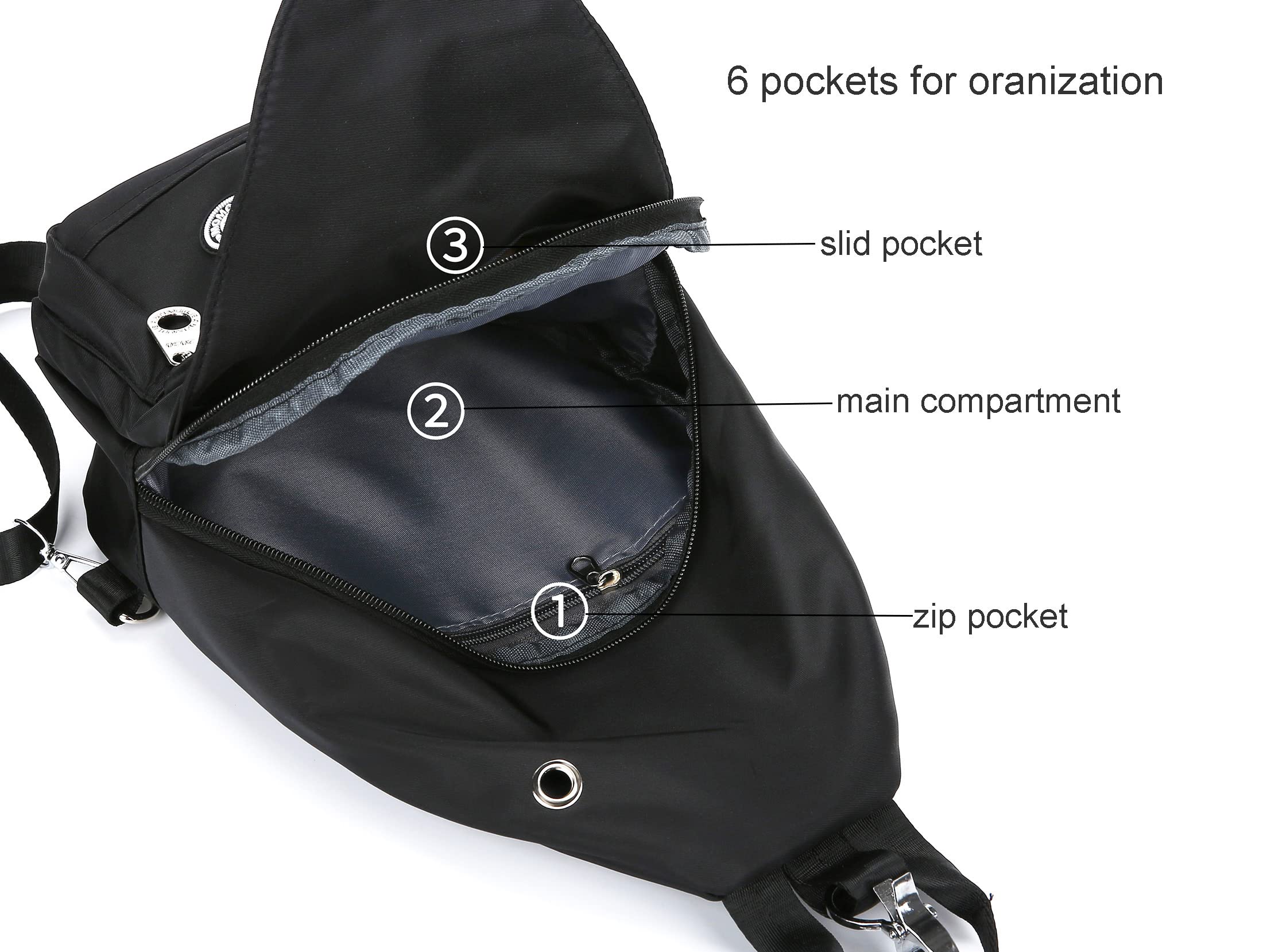 Lightweight Small Crossbody Sling Backpack - Casual Daypack for Travel, Hiking & Everyday Use - Black