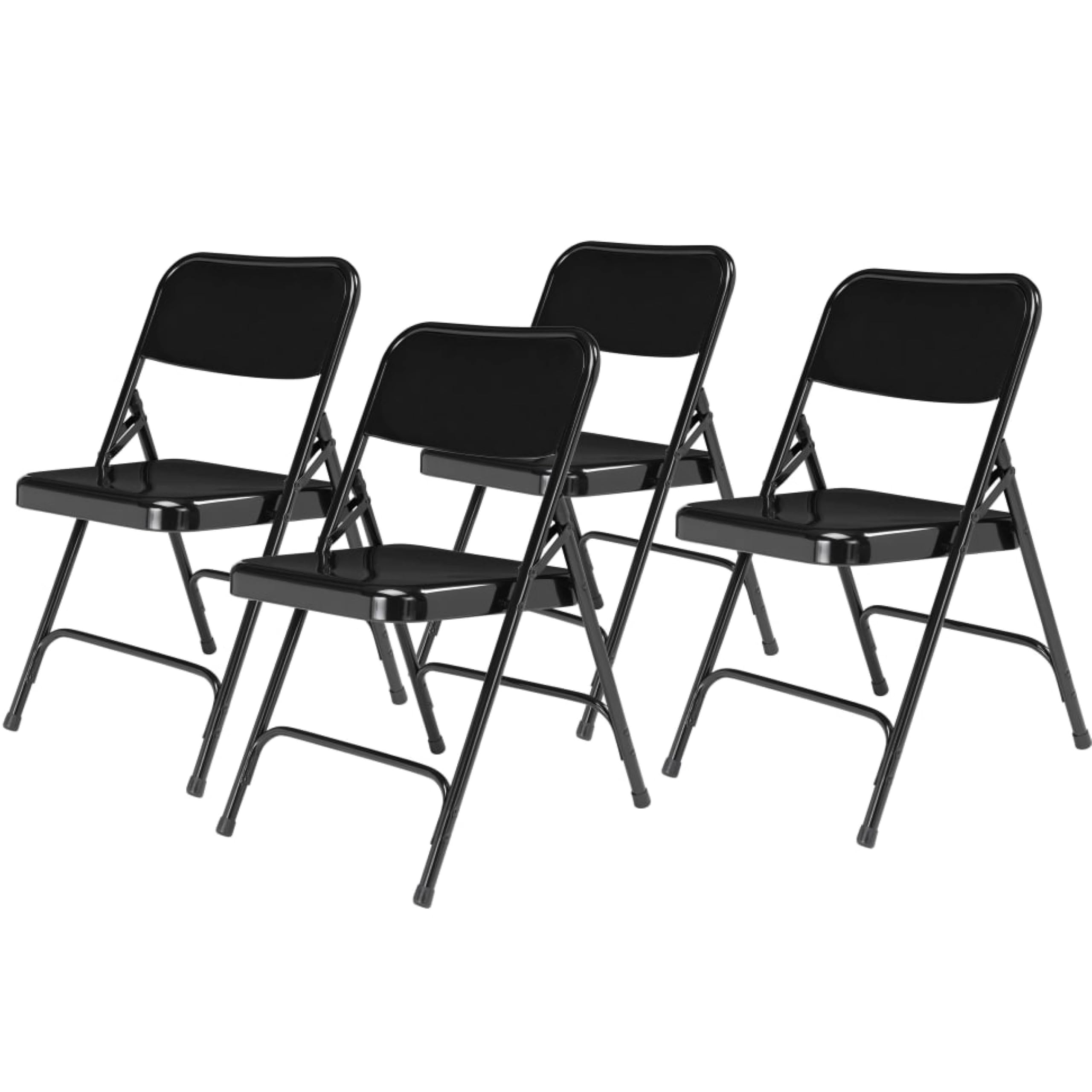 Premium Heavy-Duty Steel Folding Chairs Set of 4 - National Public Seating 200 Series - Durable Portable Foldable Chairs for Indoor & Outdoor Use - Comfortable Institutional-Grade Black Chairs - Perfect for Events, Parties, Camping, and Office Meetings