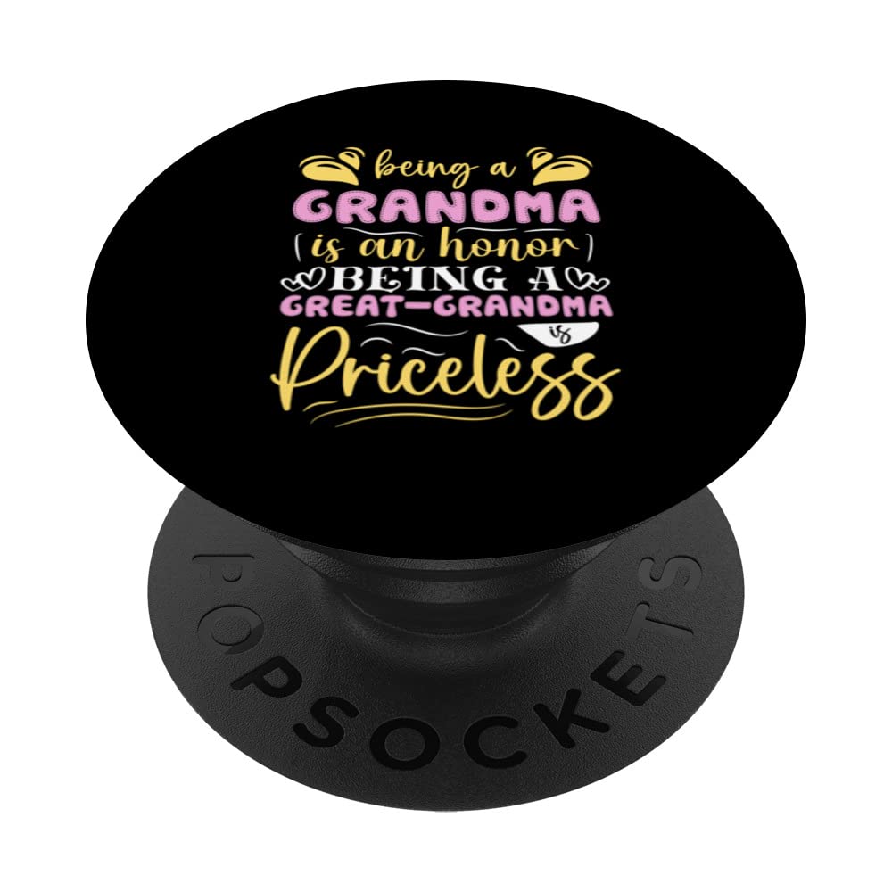 Custom Great Grandma Pregnancy Announcement T-Shirt & Swappable PopGrip for Grandkids - Perfect Gender Reveal & Family Celebration Gift
