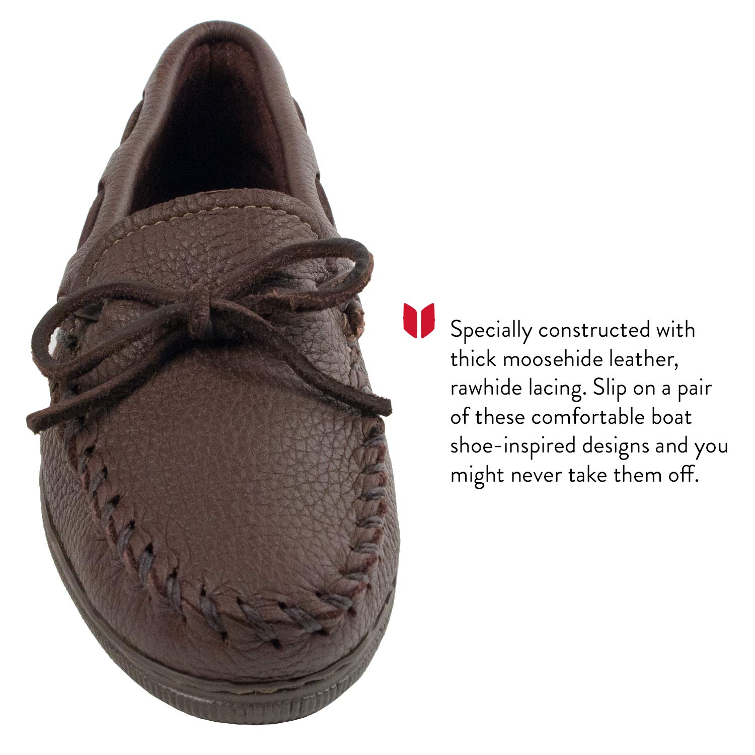 Minnetonka Women's Classic Moccasins - Genuine Moosehide, Size 10 Wide, Chocolate Brown - Comfortable Slip-On Shoes for Casual Wear & Home Relaxation