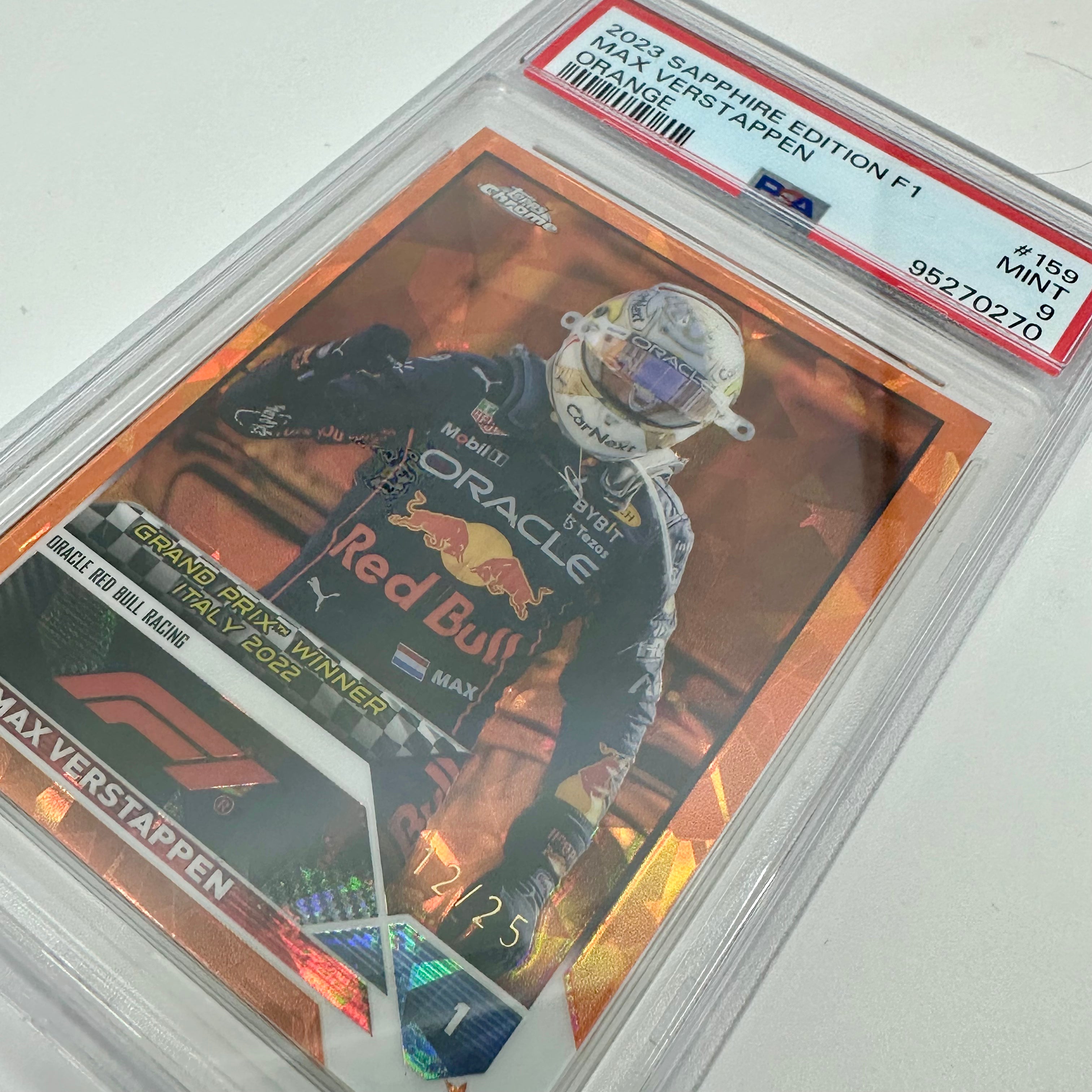 2023 Topps Chrome Sapphire Orange Max Verstappen #159 PSA 9 - Premium Racing Card for Collectors & F1 Fans - Perfect for Display, Trading, and Investment