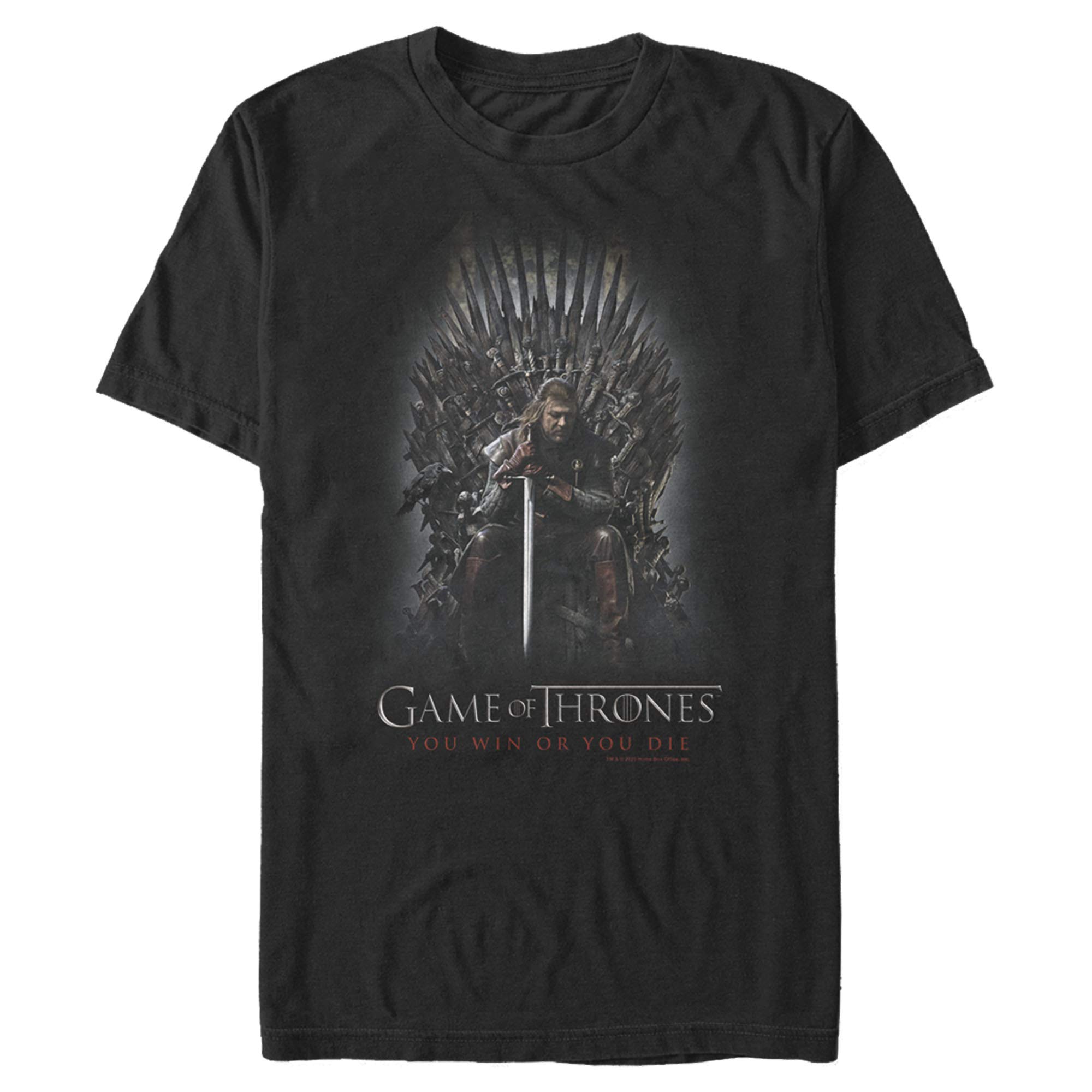 Game of Thrones Ned Stark on Iron Throne T-Shirt for Men - Cool TV Show Merchandise for Fans, Cosplay and Gifts