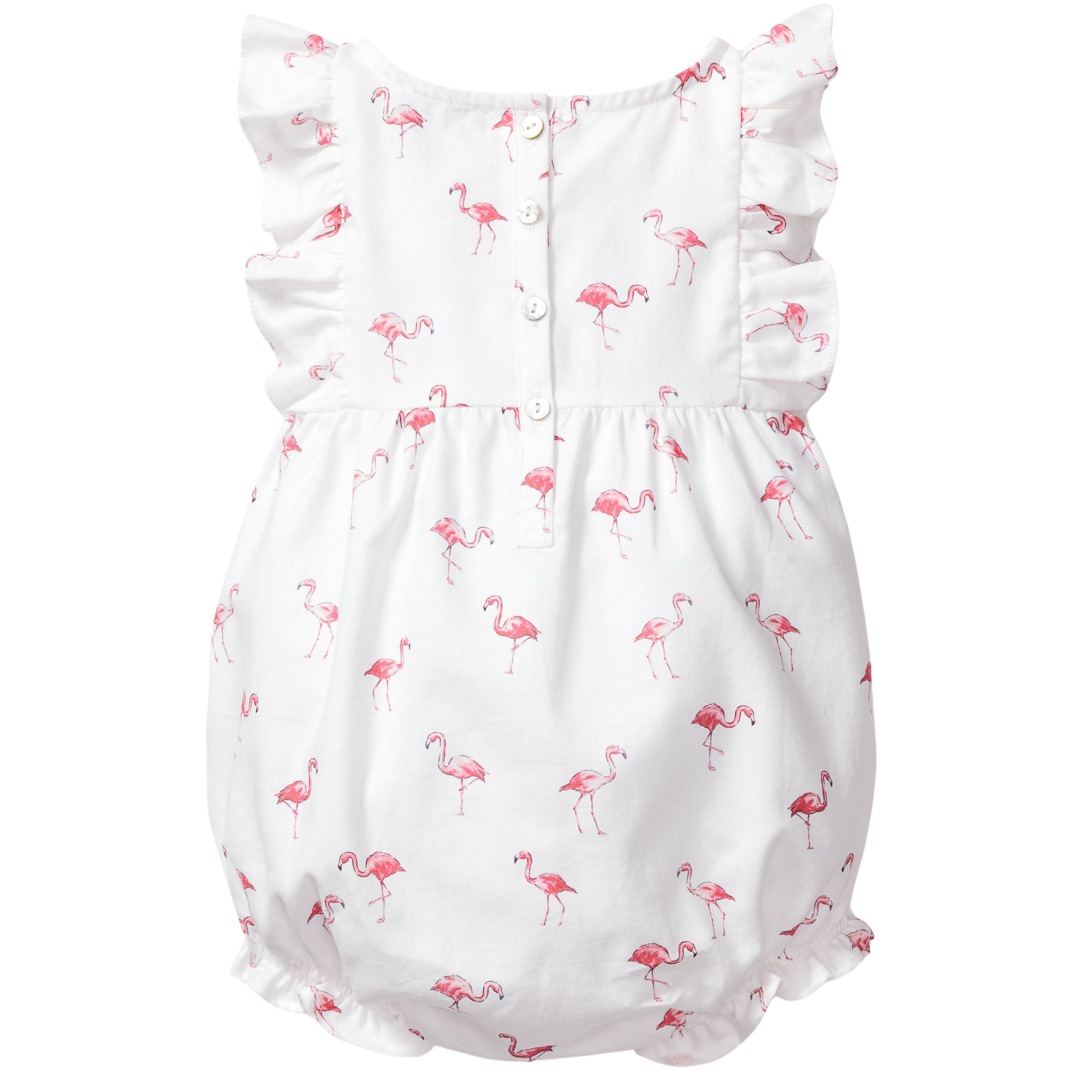Adorable Baby's Twill Ruffled Romper with Flamingo Print - Perfect for Playdates, Photo Shoots & Summer Outfits