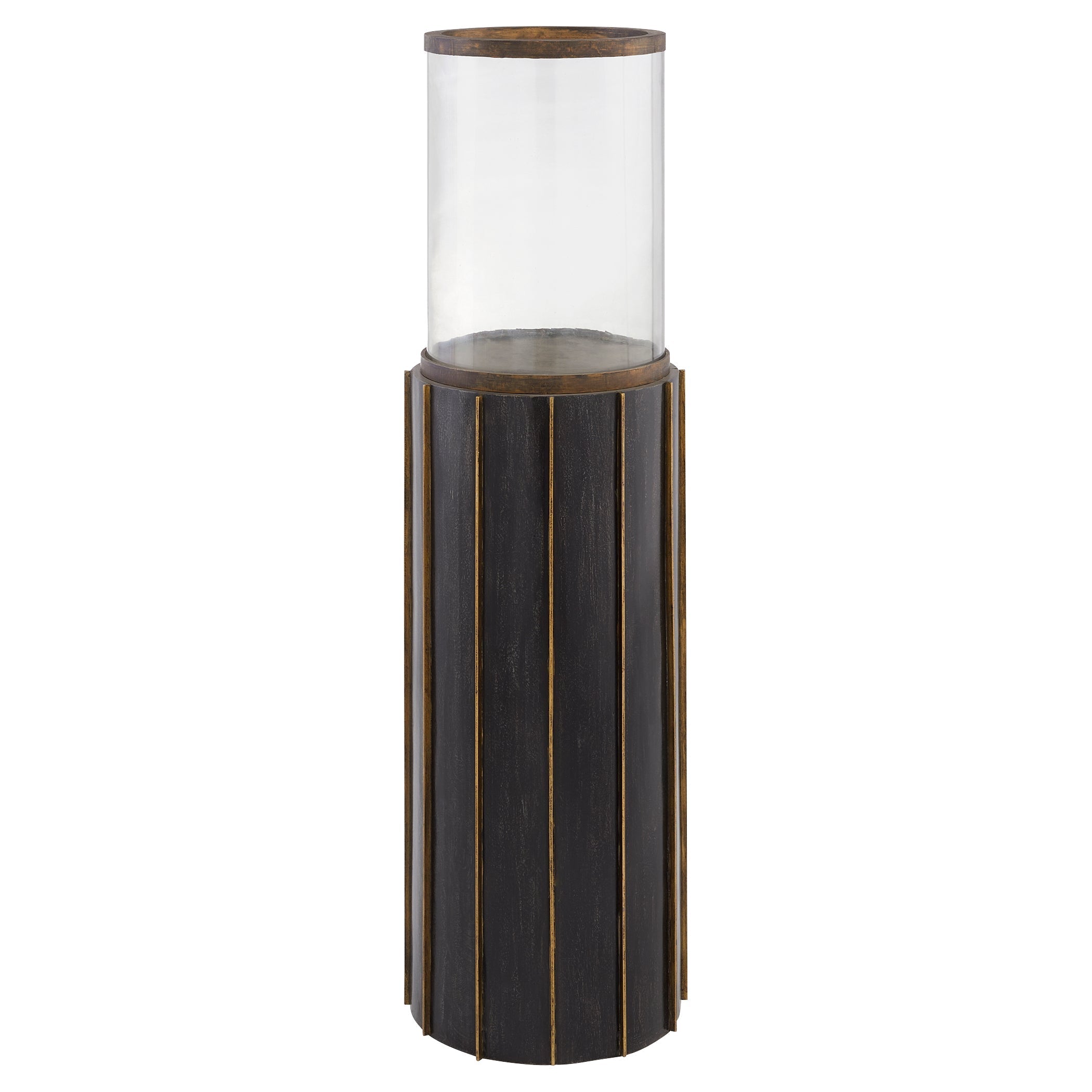 Cyan Design 11641 Reed Hurricane Small - Antique Brass & Dark Brushed Mango Finish - Elegant Tabletop Decor for Home, Office, or Wedding Centerpiece