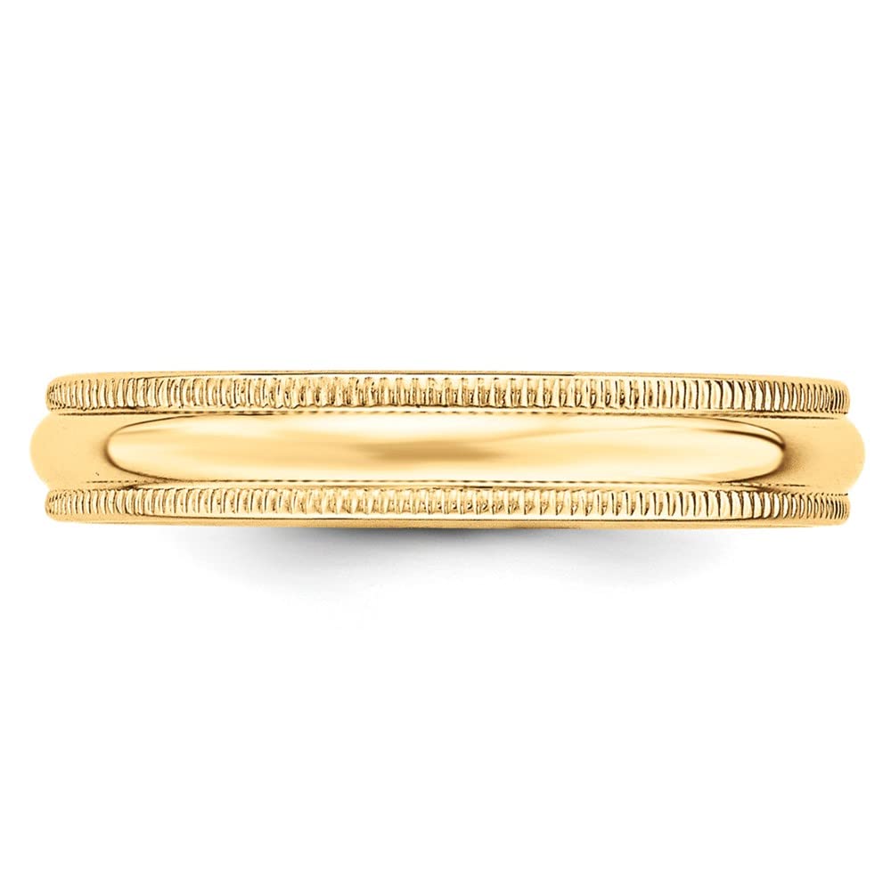 10K Yellow Gold 4mm Lightweight Milgrain Half Round Wedding Band Ring for Women - Elegant Bridal Engagement Jewelry Gift for Her - Perfect for Proposals, Anniversaries & Special Occasions