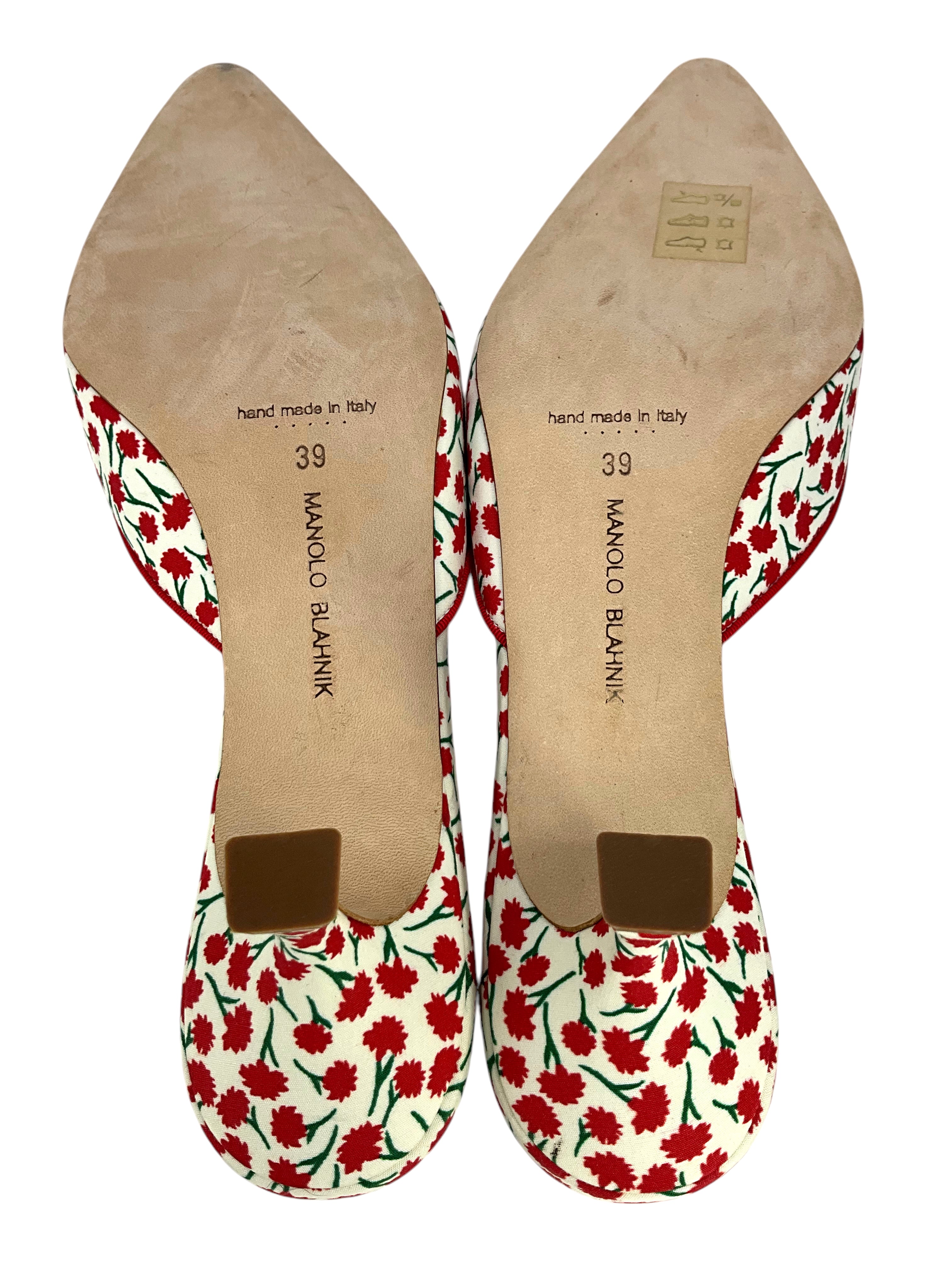 Manolo Blahnik Maysalebi Floral Satin Buckle Mules - Women's Size 9 Luxury Heels for Weddings, Parties & Special Occasions