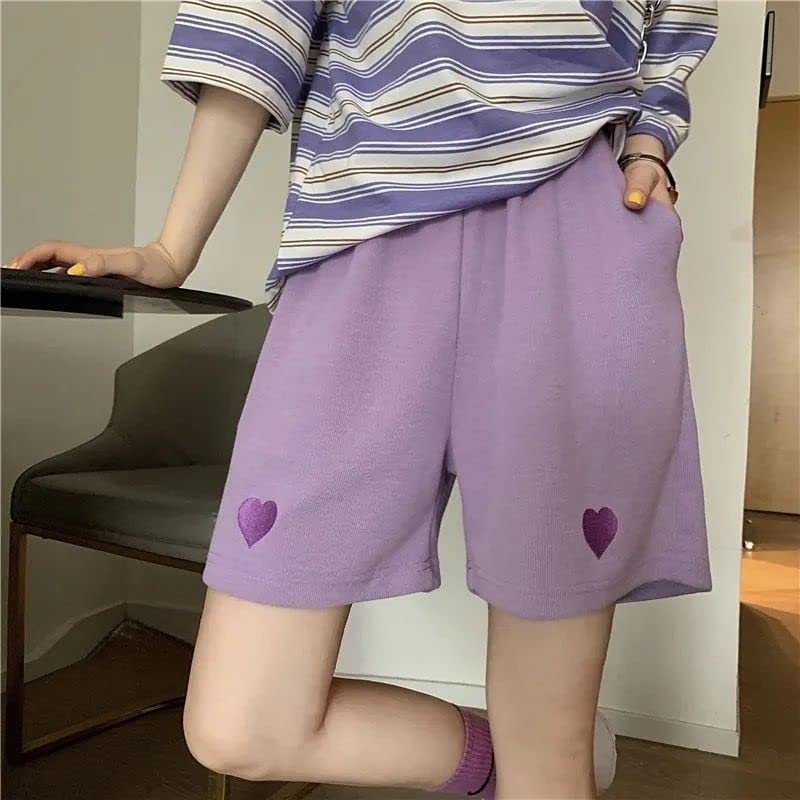 Plus Size Bermuda Shorts for Women & Teens - Cute Heart Print Casual Summer Cotton Athletic Shorts - Perfect for Walking, Beach, and Everyday Wear