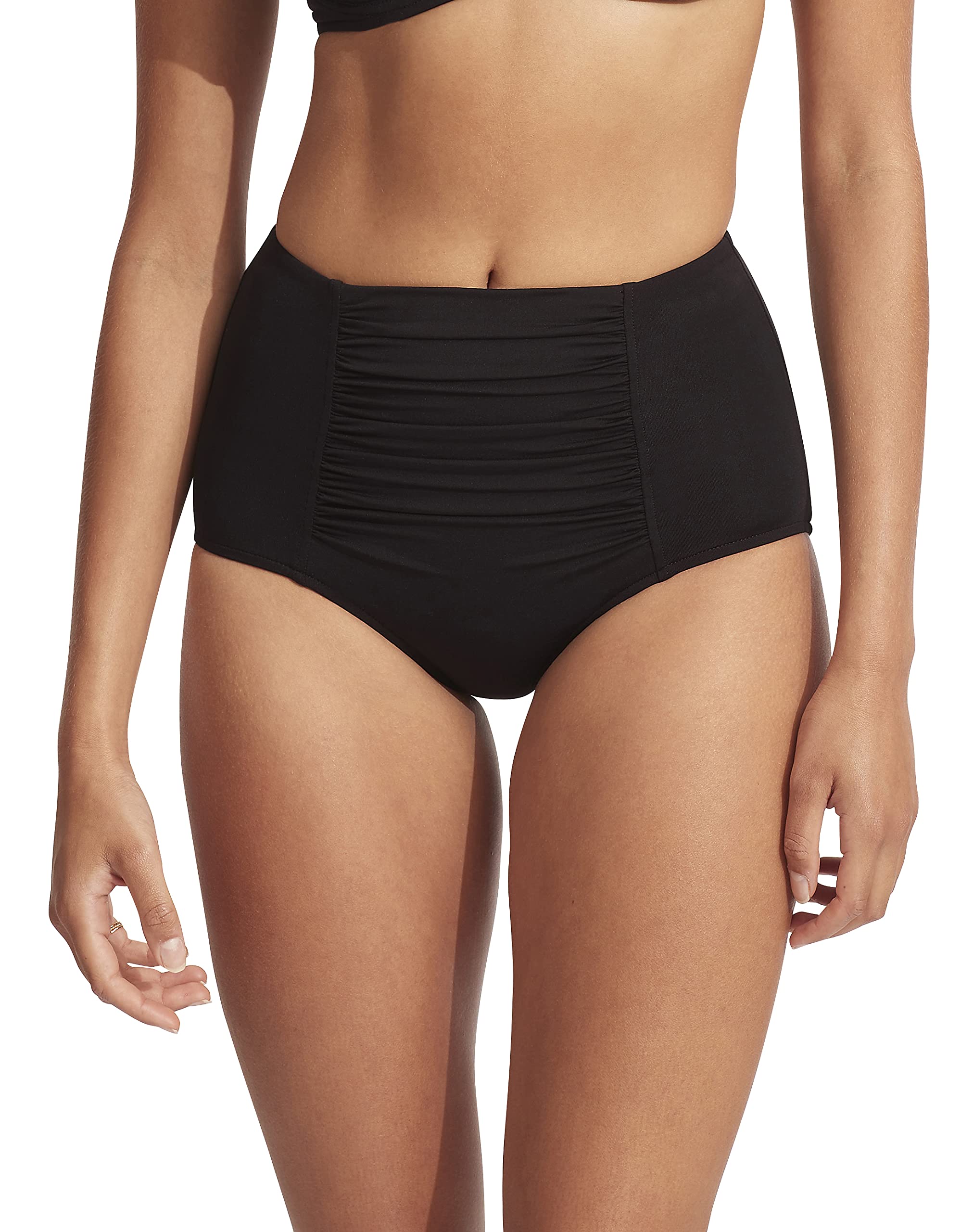 Seafolly Women's High Waisted Full Coverage Bikini Bottom Swimsuit - Comfortable Swimwear for Beach, Pool & Vacation | Plus Size & Tummy Control Design