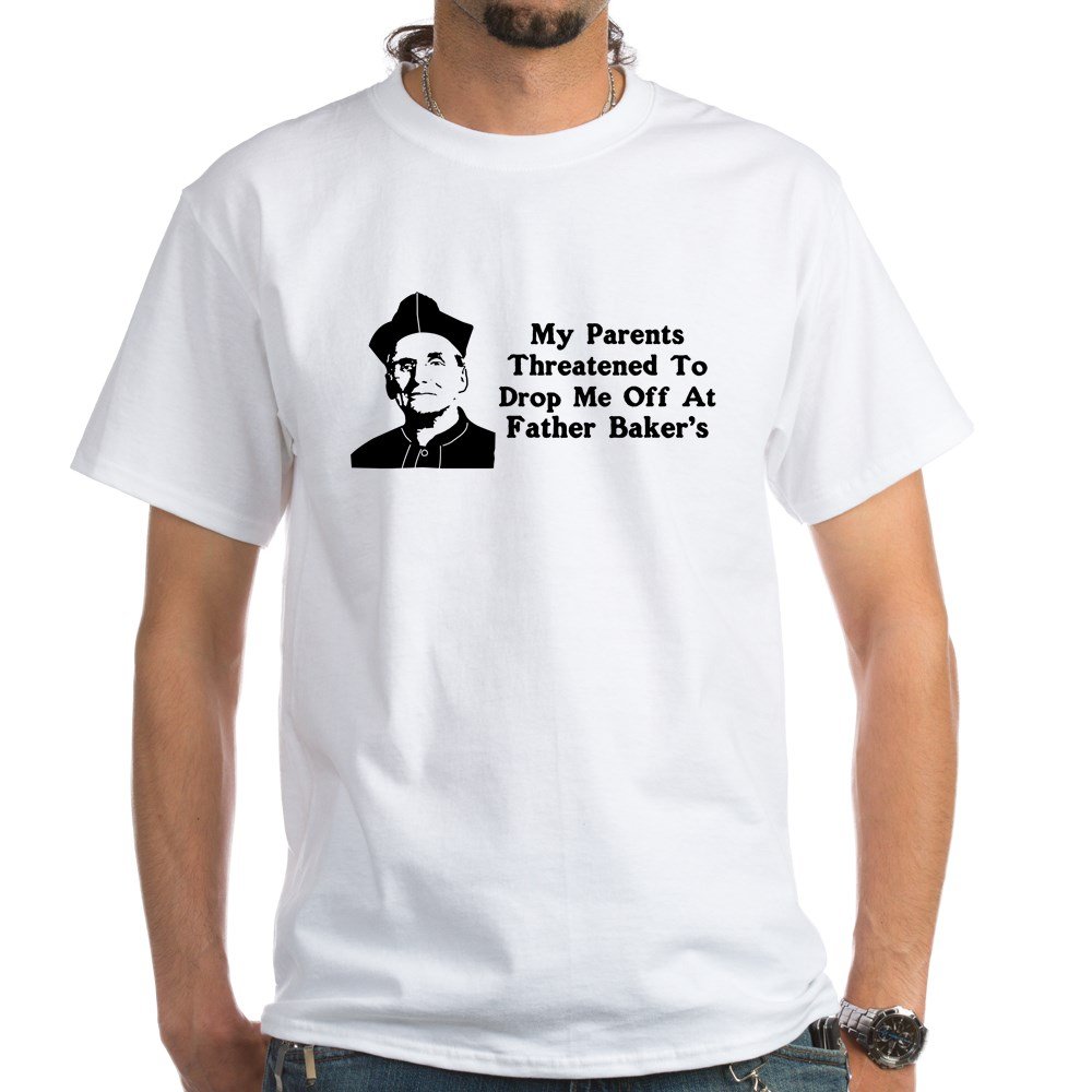 Father Baker White Cotton T-Shirt - Comfortable Crew Neck Tee for Men - Perfect for Baking, Cooking, Father's Day Gifts & Casual Wear