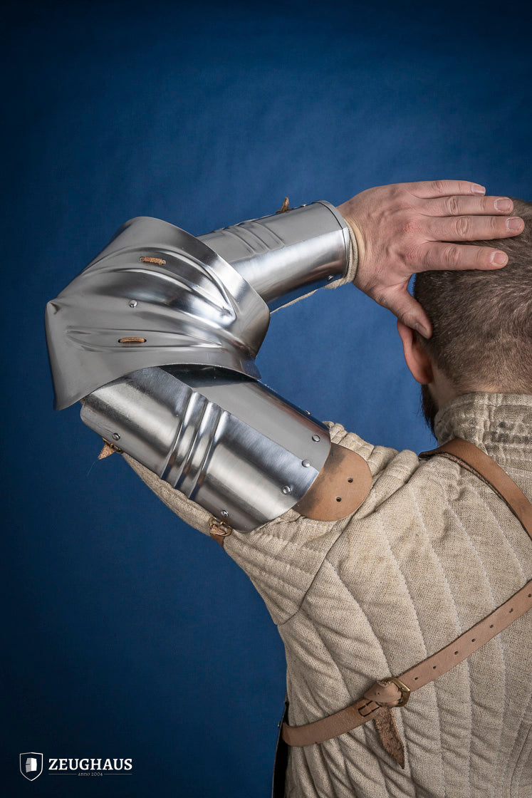 15th Century German Arm Armor - 1.2mm Polished Steel Medieval Gauntlet for LARP, Cosplay & Historical Reenactment