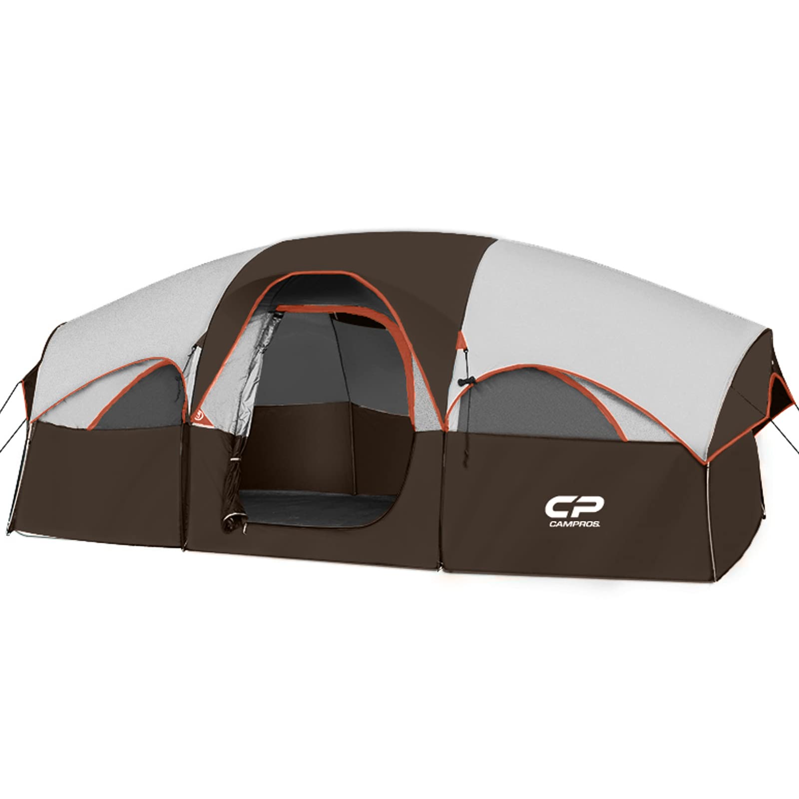 CAMPROS CP 8-Person Camping Tent - 2 Room Family Tent with Weather-Resistant Design, Top Rainfly & 5 Large Mesh Windows | Double Layer, Easy Setup, Portable with Carry Bag | Perfect for Family Camping, Hiking & Outdoor Adventures