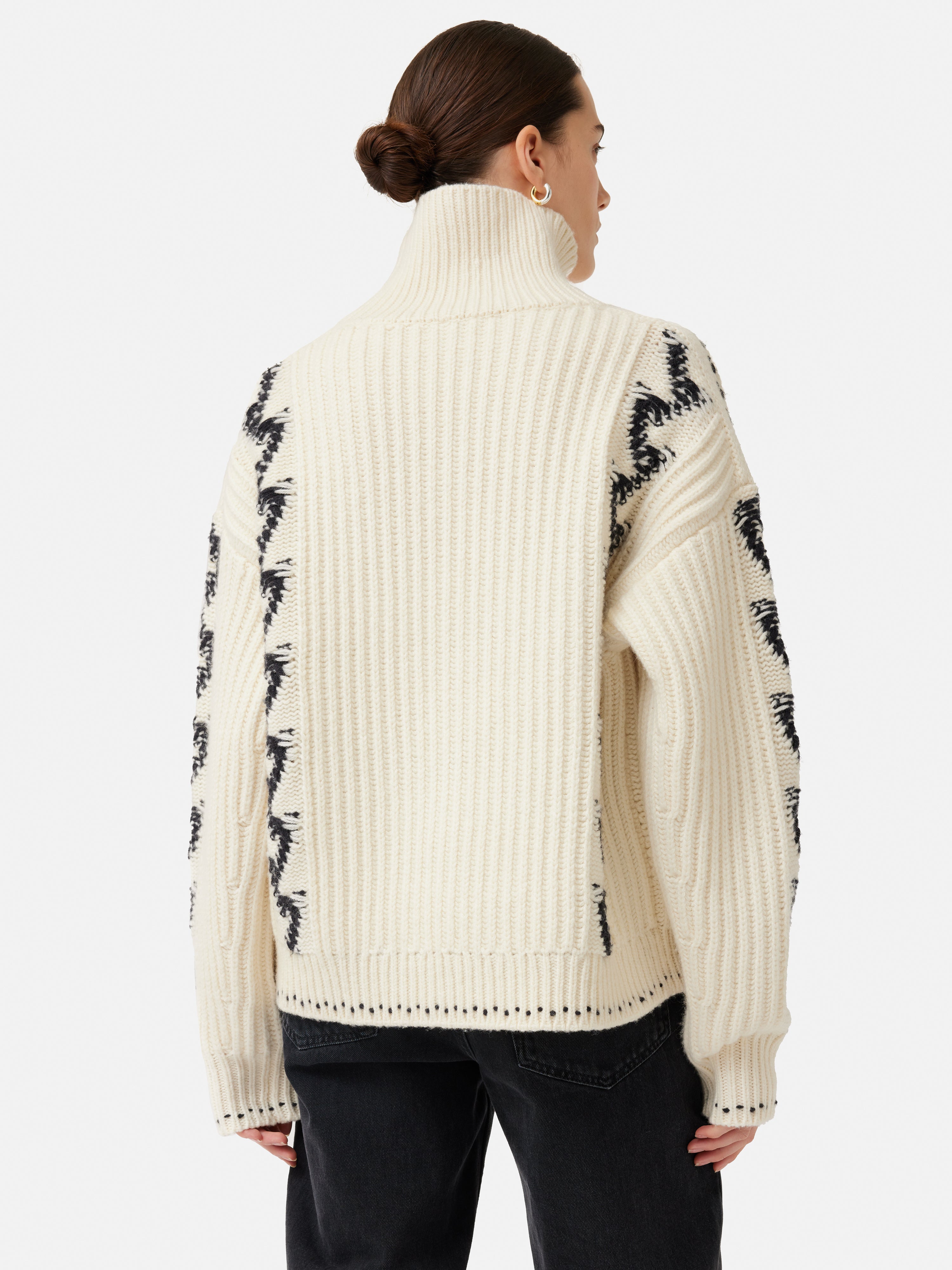 Chevron Ski Jumper Sweater | Cream Knit Winter Pullover for Women | Cozy Cold Weather Outfit for Skiing & Snowboarding