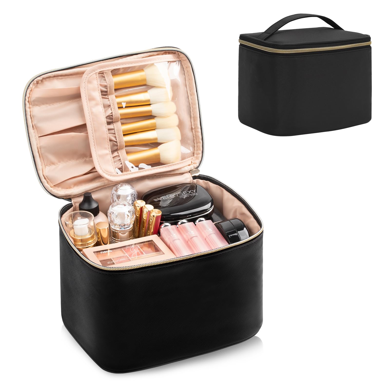 OCHEAL Large Capacity Makeup Bag for Travel - Waterproof Cosmetic Organizer with Vertical Storage, Perfect for Skincare & Toiletry Essentials | Ideal for Vacation, Gym, and Daily Use