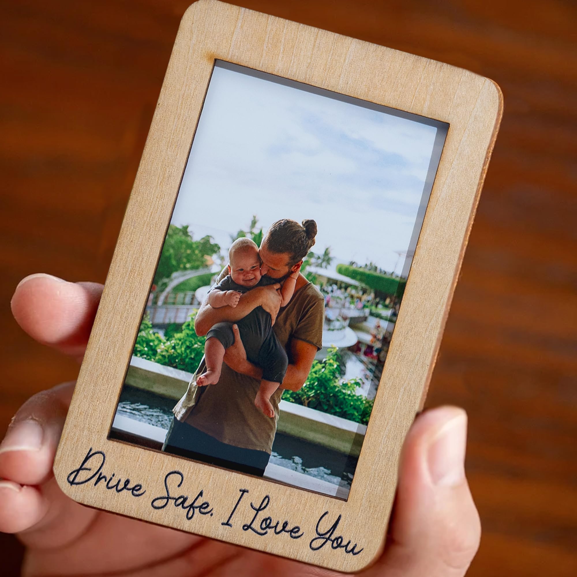Car Visor Picture Frame - Drive Safe I Love You Visor Clip & Car Photo Holder - Perfect Gift for Dad - Use While Driving to Display Family Photos Safely