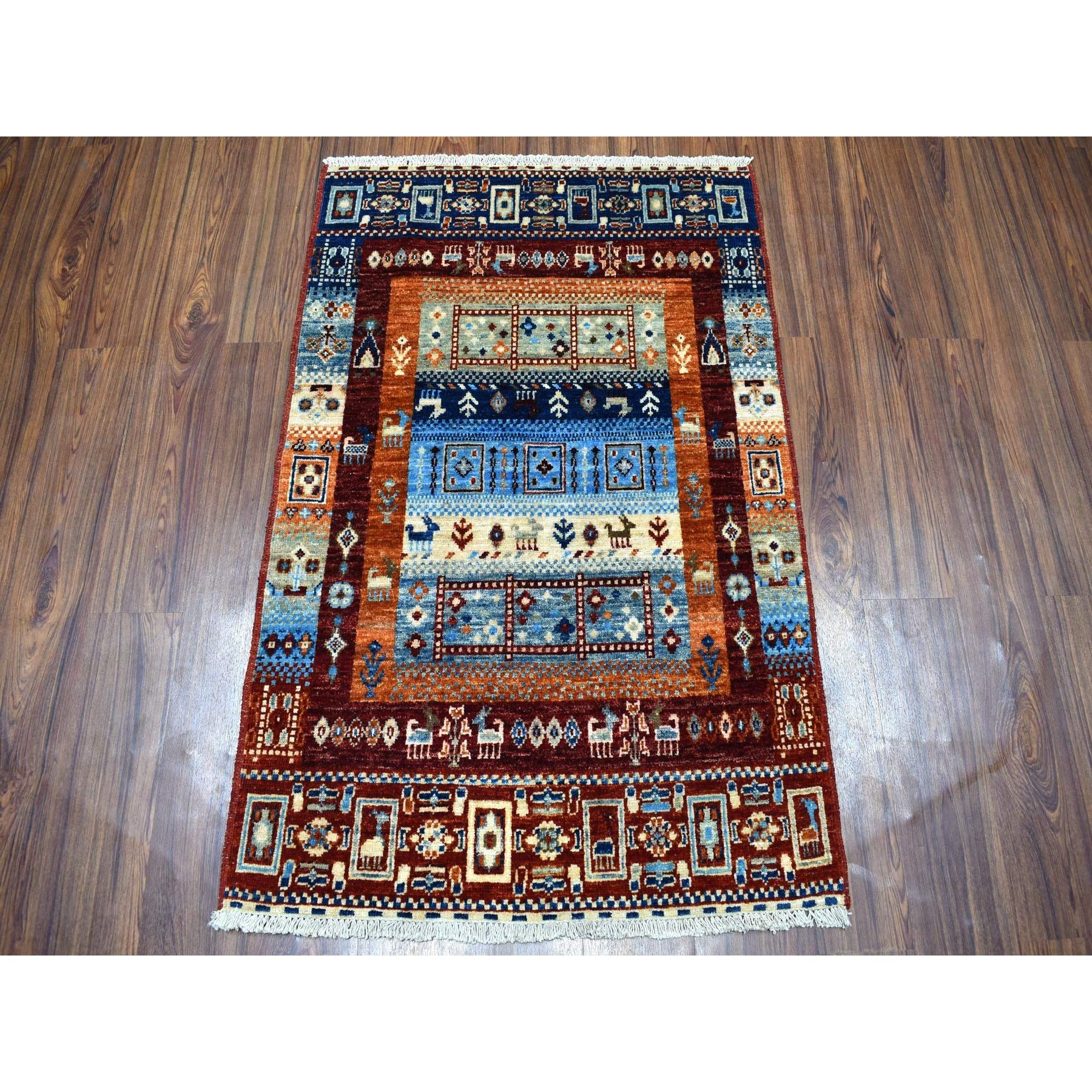 Authentic Red Kashkuli Pure Wool Hand-Knotted Oriental Rug 2'9