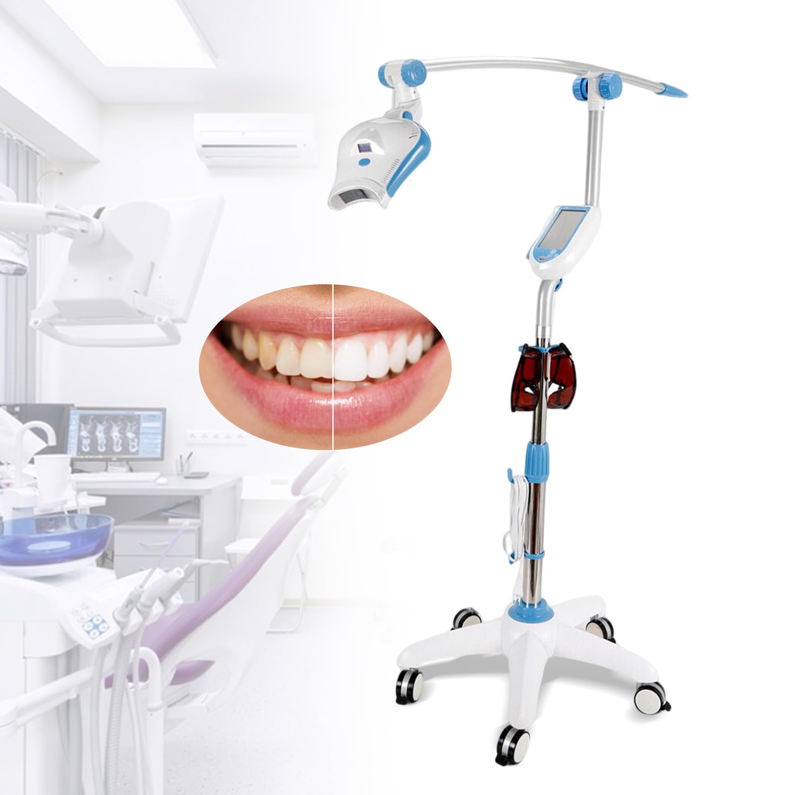 Professional Teeth Whitening Light Kit with LED Accelerator - 5 Inch Touch Screen, Blue/Red/Purple Light Therapy, 1-30 Minute Timer - Safe for Adults - Perfect for Home Use & Dental Care Routine