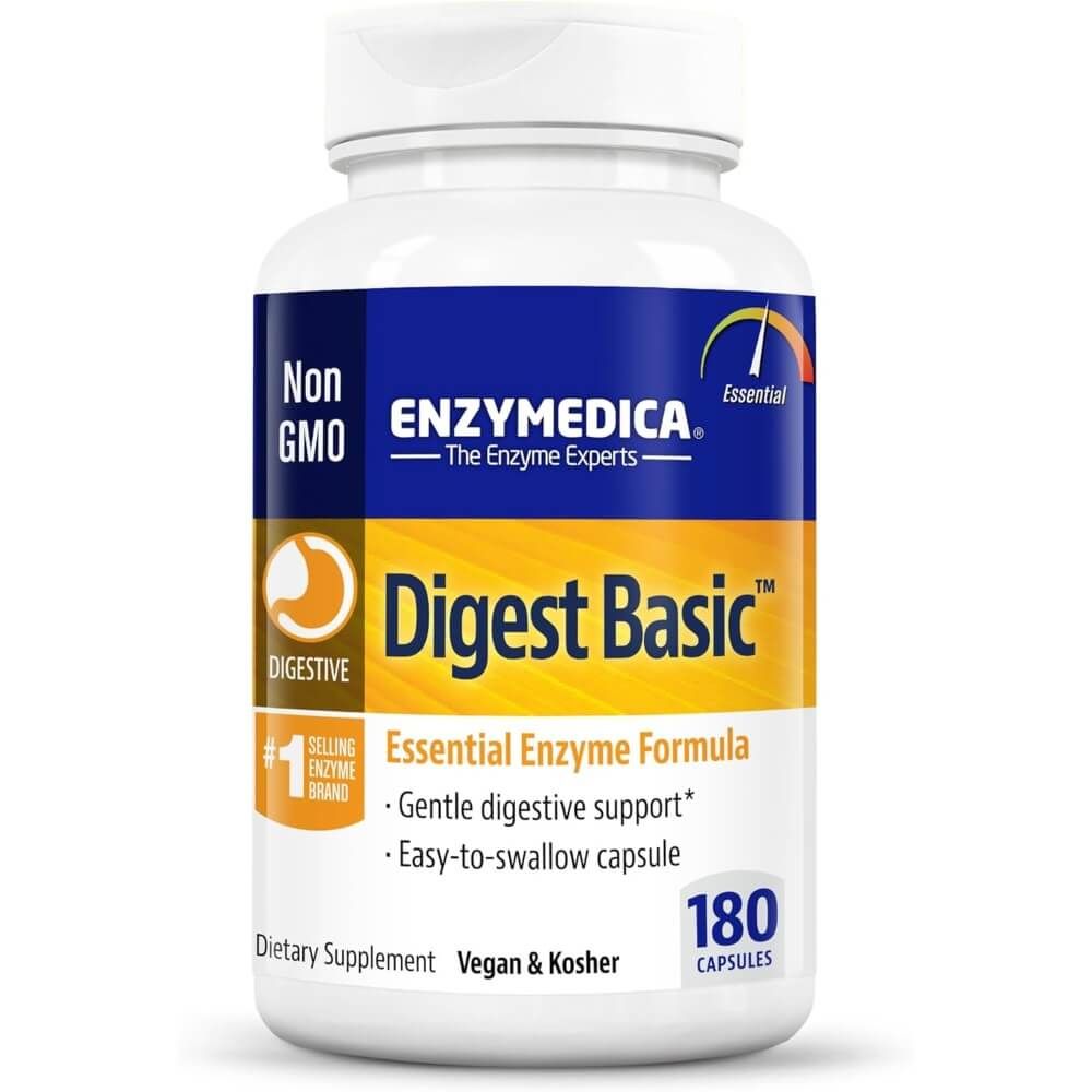 Enzymedica Digest Basic - 180 Capsules for Digestive Support | Enzyme Supplement for Gut Health & Comfort | Ideal for Bloating, Gas & Digestion After Meals