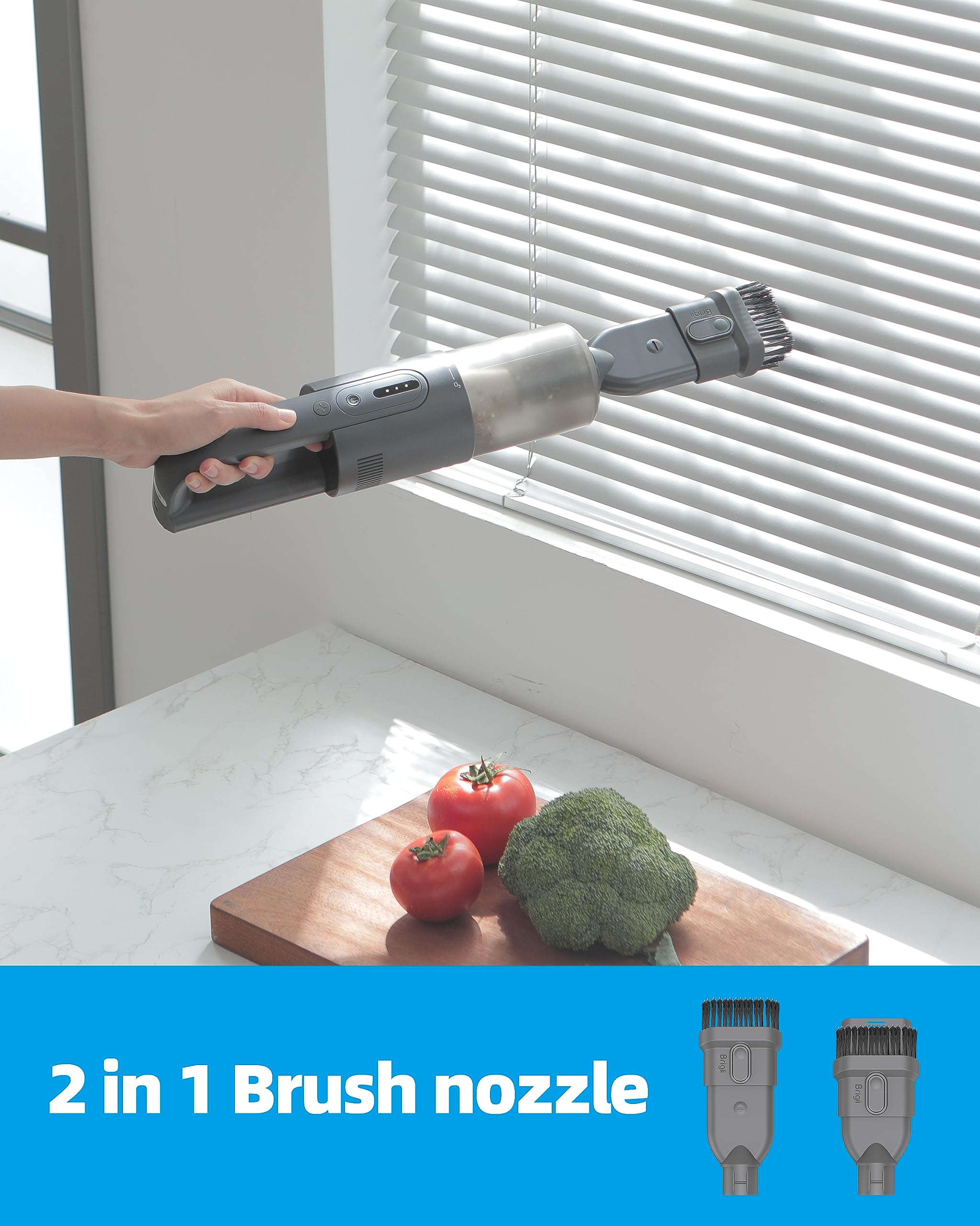 Brigii Cordless Pet Hair Vacuum Cleaner - 14KPa Powerful Suction, Anti-Tangle Brush Tool, Brushless DC Motor, Triple Filtration System | USB-C Rechargeable, Wall Mountable H5 | Perfect for Stairs, Furniture & Car Pet Hair Removal