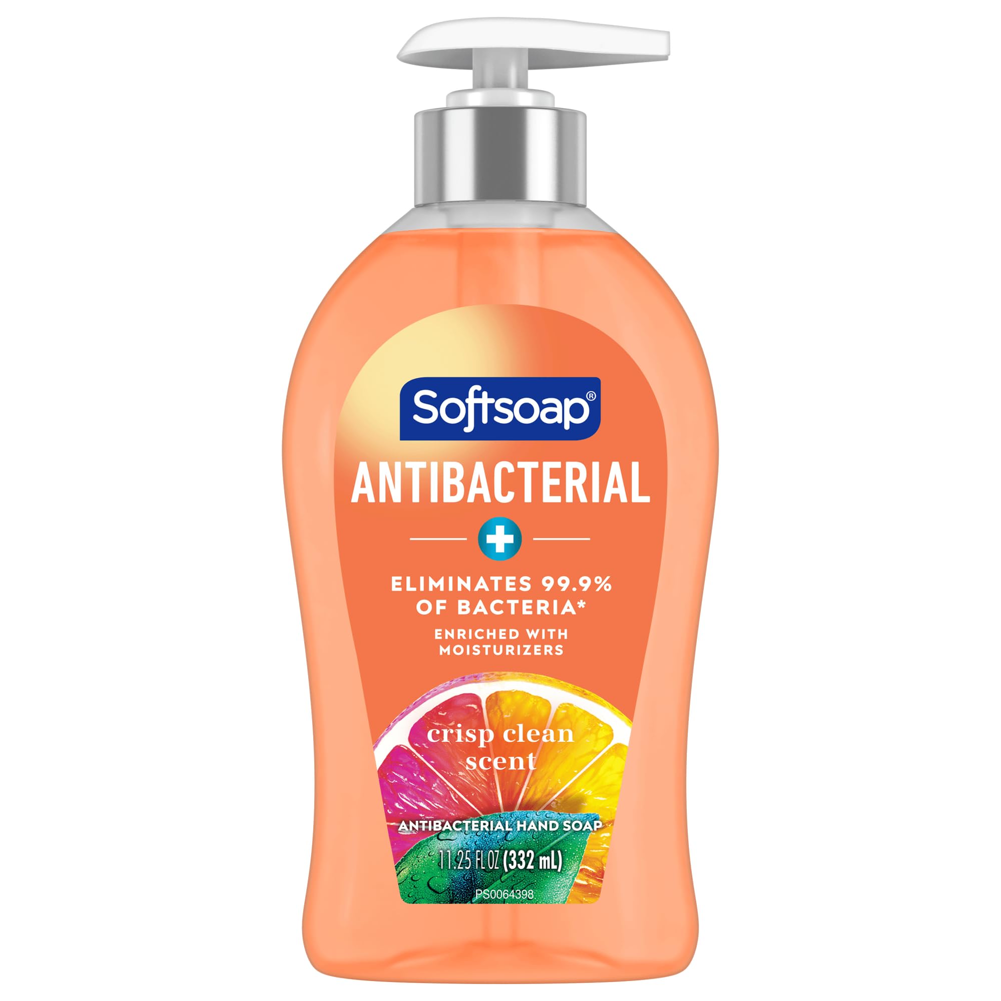 Softsoap Antibacterial Liquid Hand Soap Pump - Crisp Clean Scent, 11.25 fl oz | Kills 99.9% Germs | Gentle on Skin | Perfect for Bathrooms, Kitchens & Offices