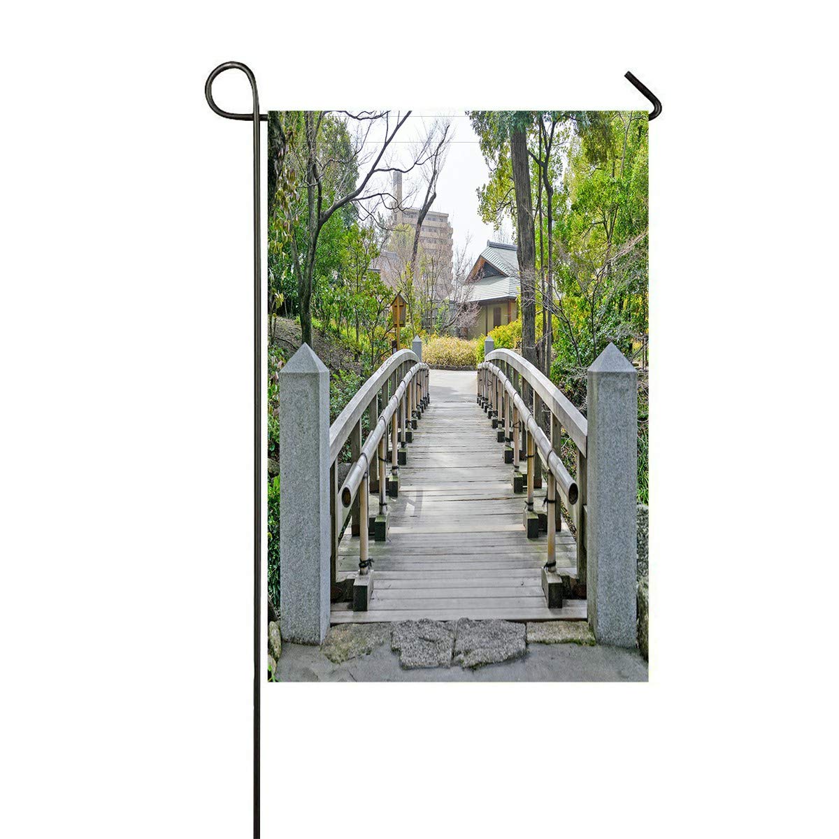 ECZJNT 12x18 Inch Bridge Park Garden Flag - Outdoor Decorative Flag for Home, Yard, Party & Seasonal Decor - Perfect for Patio, Lawn, Porch & Garden Decorations