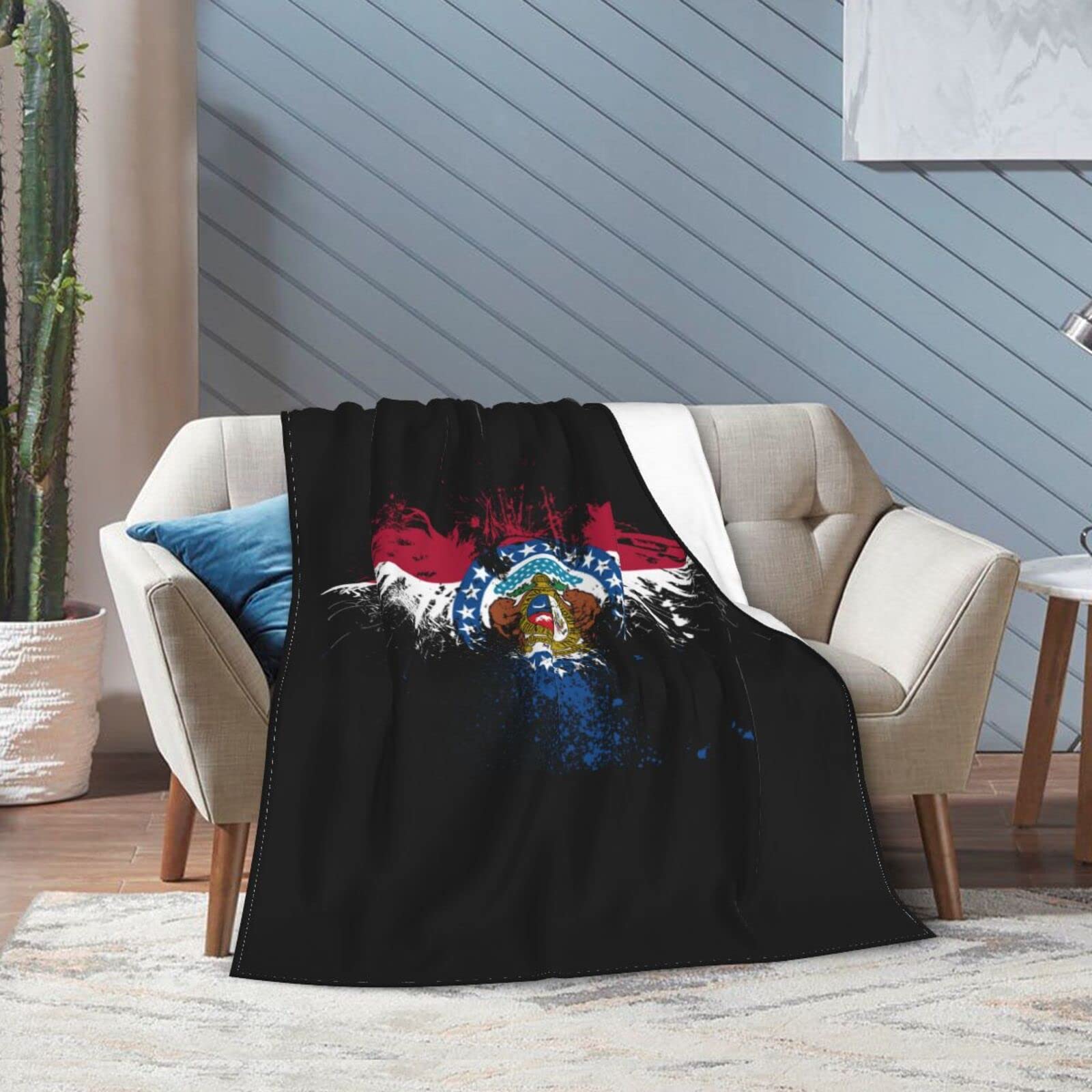 HUFURI Eagle Missouri Flag Flannel Fleece Throw Blanket 60