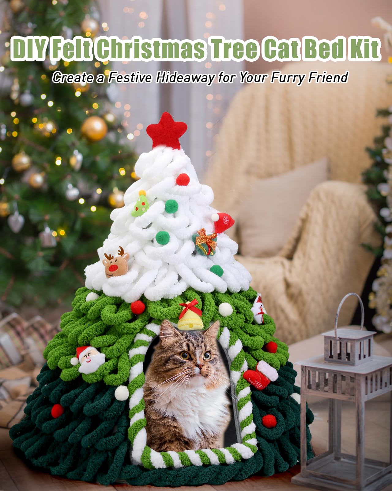 Premium DIY Cat Tree & Cozy Cat Bed Cave for Indoor Cats - 20x24 Inch Felt Cat Nest, Cat House & Perfect Gift for Cat & Dog Lovers - Great for Christmas Clearance & Home Decor