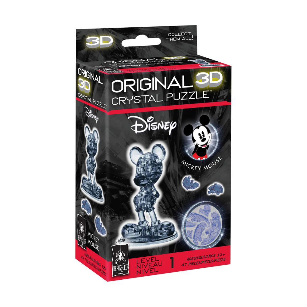 BePuzzled Disney Mickey Mouse 3D Crystal Puzzle - 47 Piece Brain Teaser for Adults & Kids | Fun Family Game Night Activity | Collectible Disney Gift for Fans
