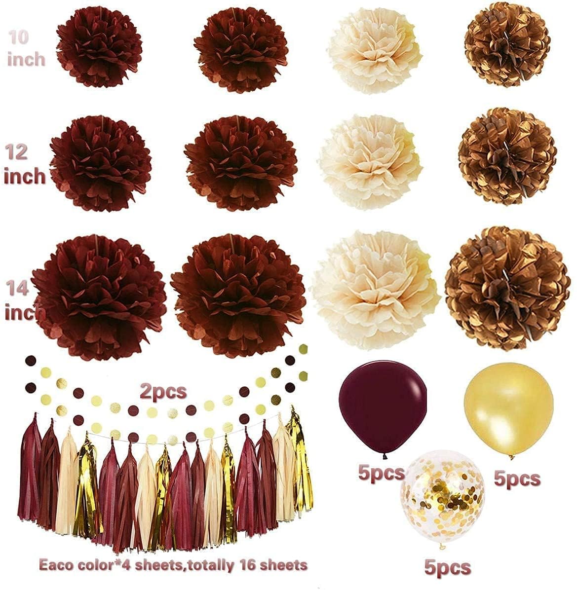 2025 Maroon & Gold Graduation Decorations | Burgundy Graduation Party Supplies | Fall Bridal Shower Decor | Maroon Gold Balloons | Elegant Birthday Party Decor for Women - Perfect for Graduation Ceremonies, Fall Weddings & Birthday Celebrations