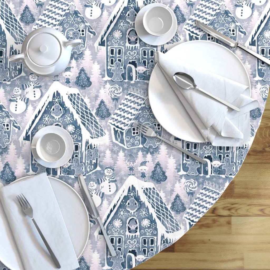 Custom Gingerbread Christmas Cookies Print Cotton Sateen Tablecloth 90