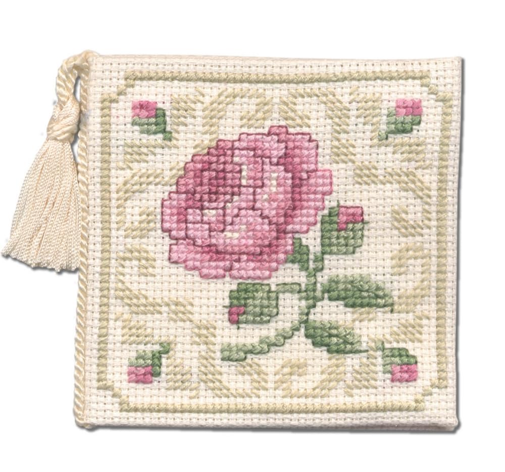 Damask Rose Counted Cross Stitch Kit with Needle Case - Perfect for DIY Embroidery, Home Decor & Gift Giving